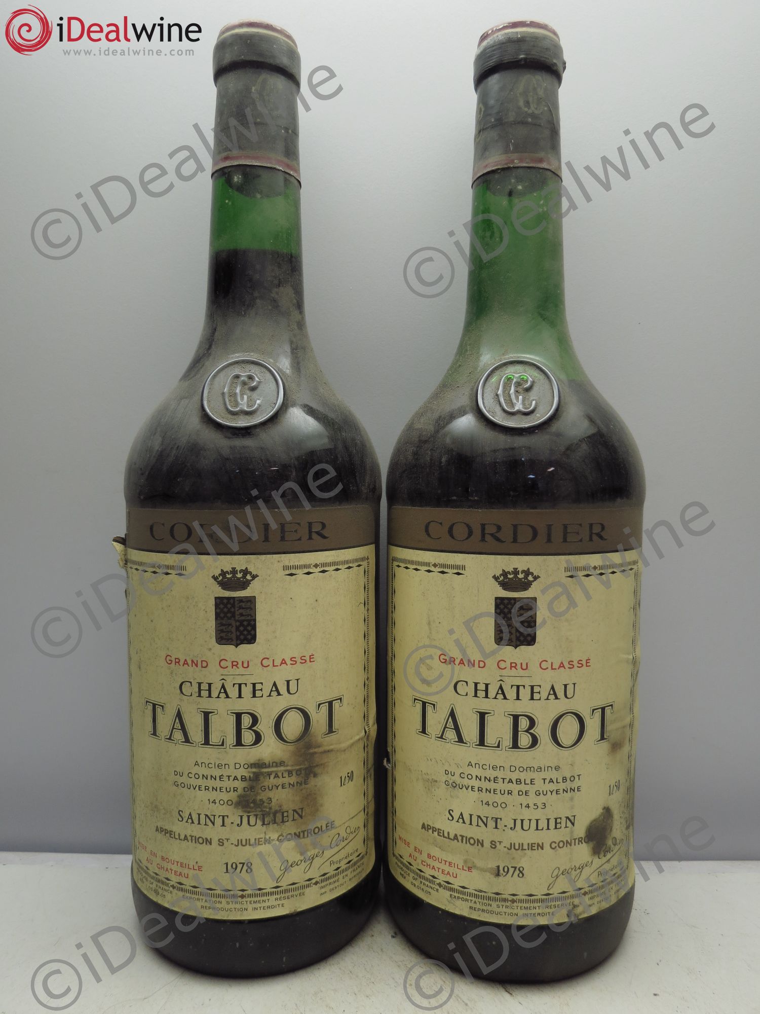 Château Talbot 4ème Grand Cru Classé (2 étiq.lég.fripées) 1978 - Posten von 2 Magnum - 0