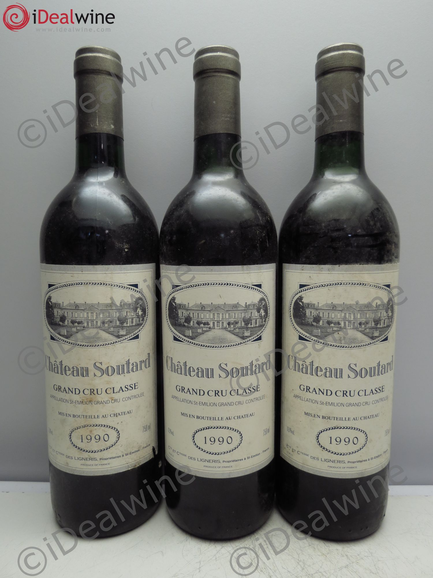 Château Soutard Grand Cru Classé 1990 - Lot de 3 bouteilles - 0