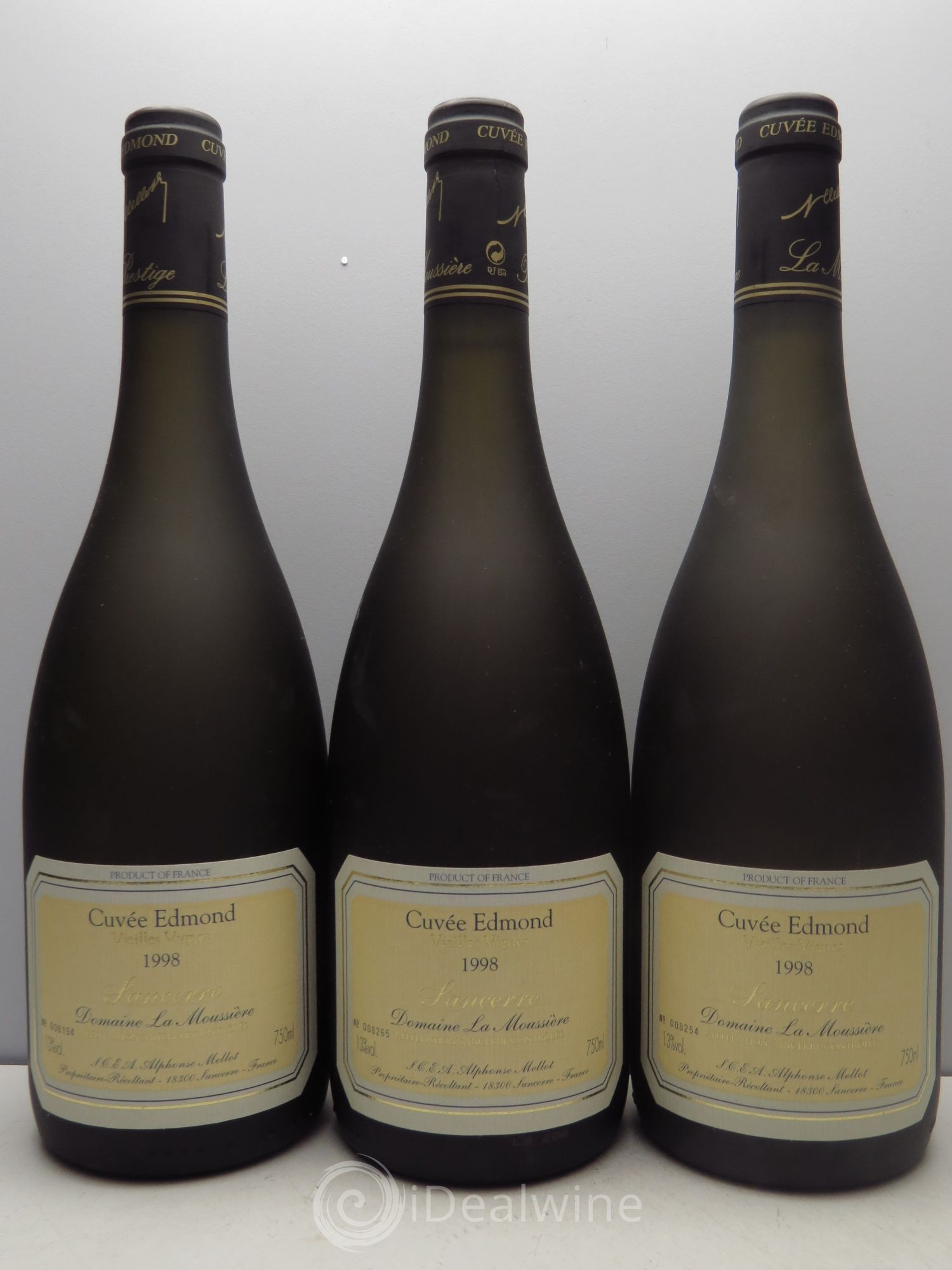 Sancerre Cuvée Edmond Alphonse Mellot Vieilles Vignes Domaine de la Moussière 1998 - Posten von 3 Flaschen - 0