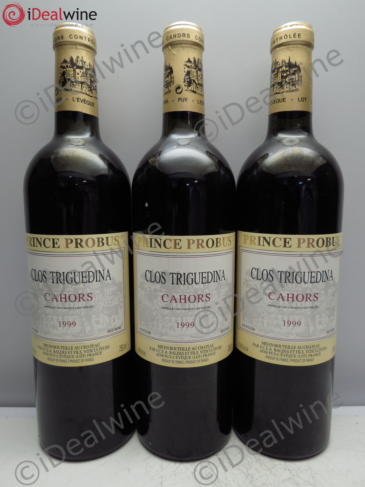 Cahors Clos Triguedina Probus Jean-Luc Baldès 1999 - Lot de 3 bouteilles - 0