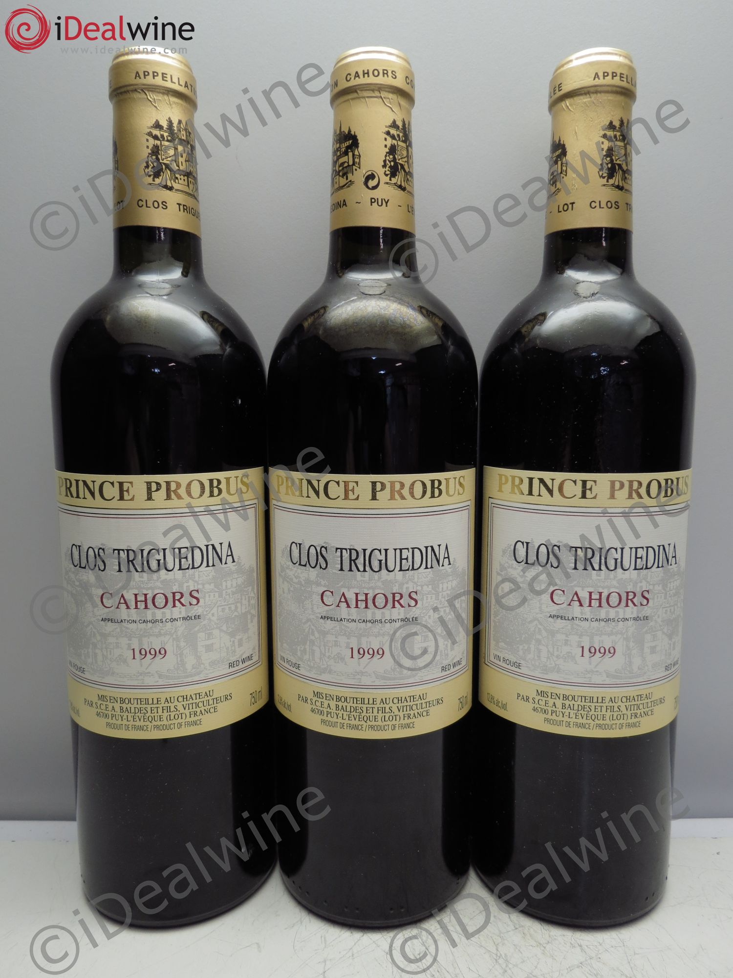 Cahors Clos Triguedina Probus Jean-Luc Baldès 1999 - Lot de 3 bouteilles - 0