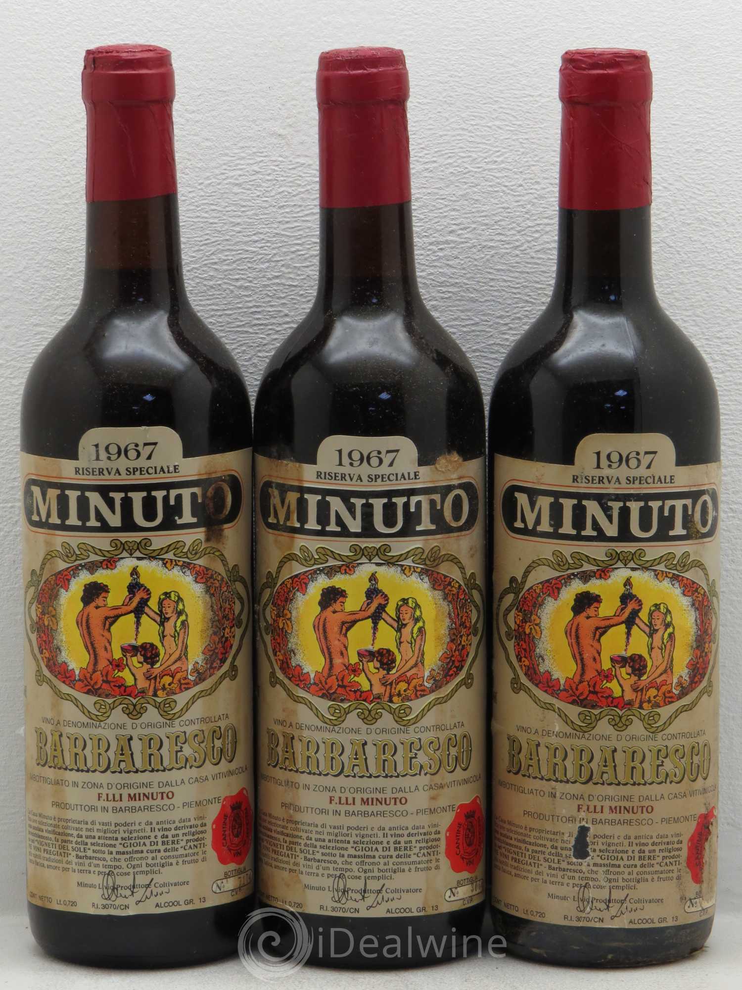 Barbaresco DOCG Minuto reserve speciale 1967 - Posten von 3 Flaschen - 0