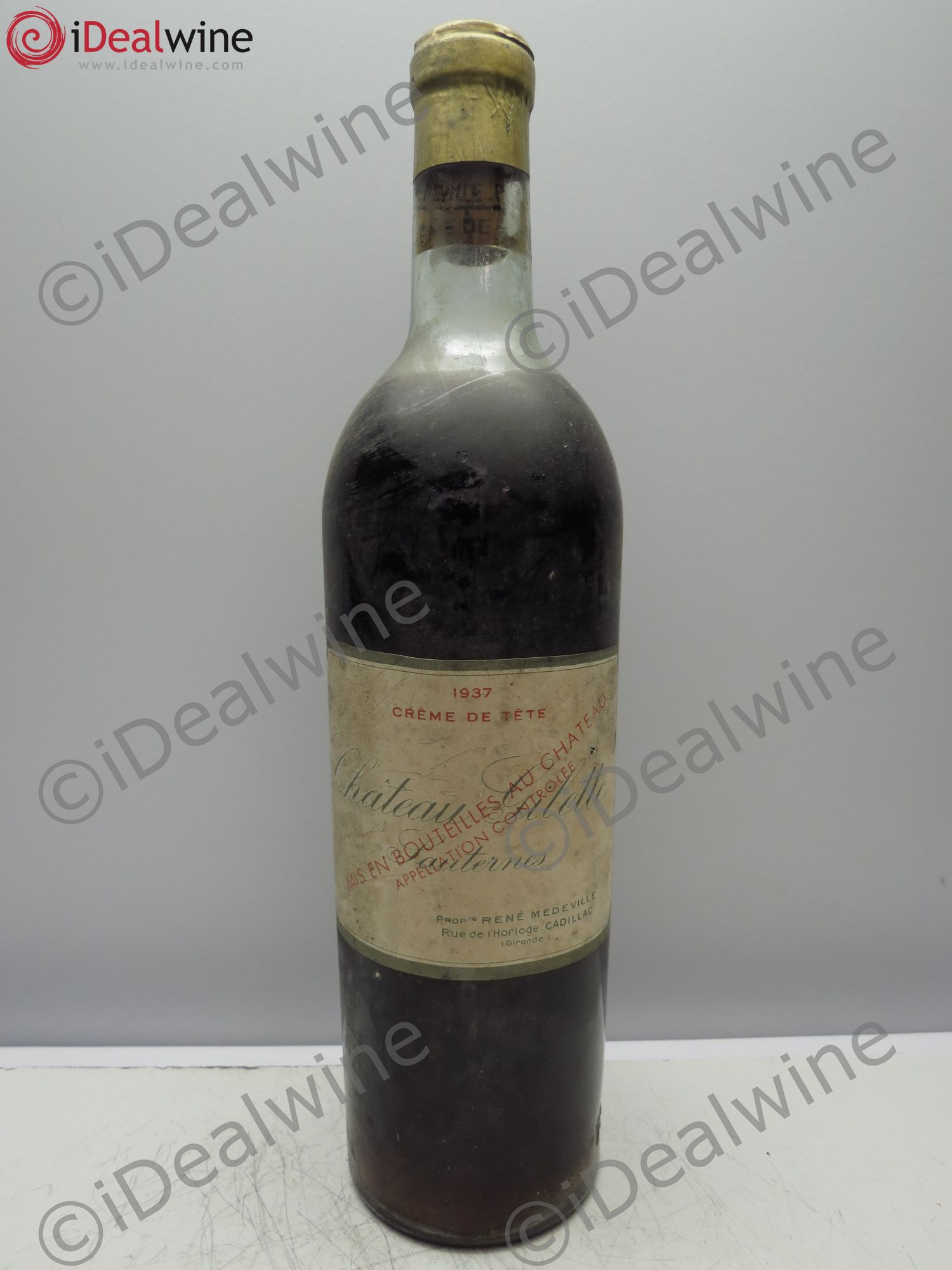 Château Gilette - Crème de Tête (trace de coulure) 1937 - Lotto di 1 bottiglia - 0
