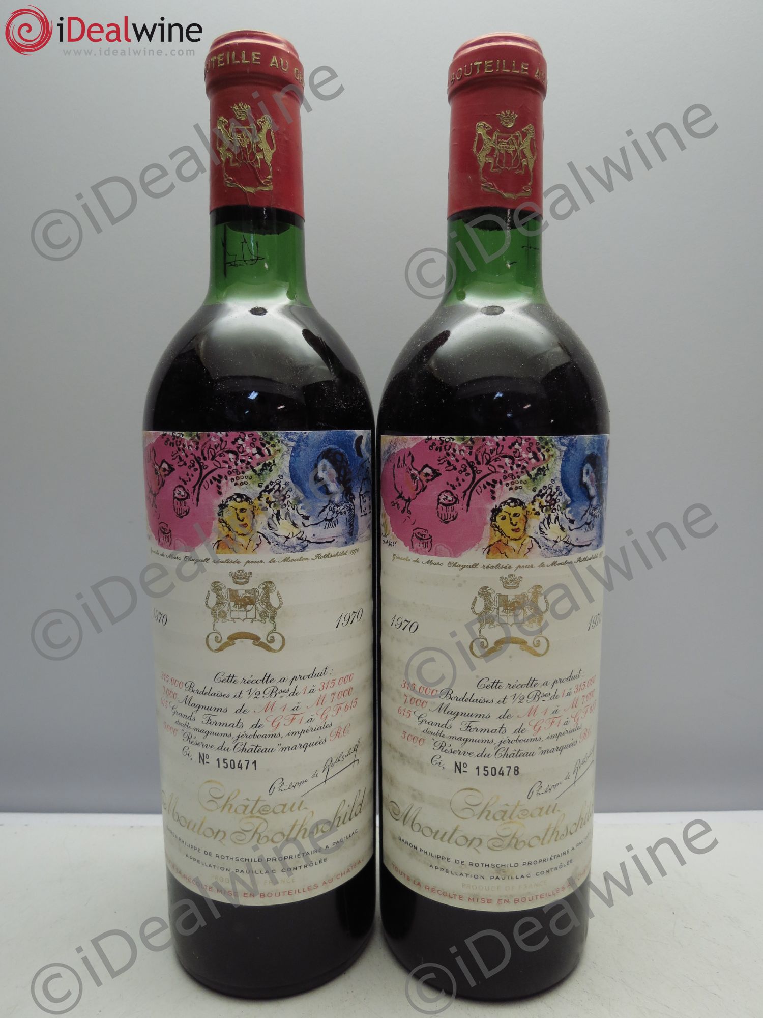 Château Mouton Rothschild 1er Grand Cru Classé 1970 - Lot de 2 bouteilles - 0