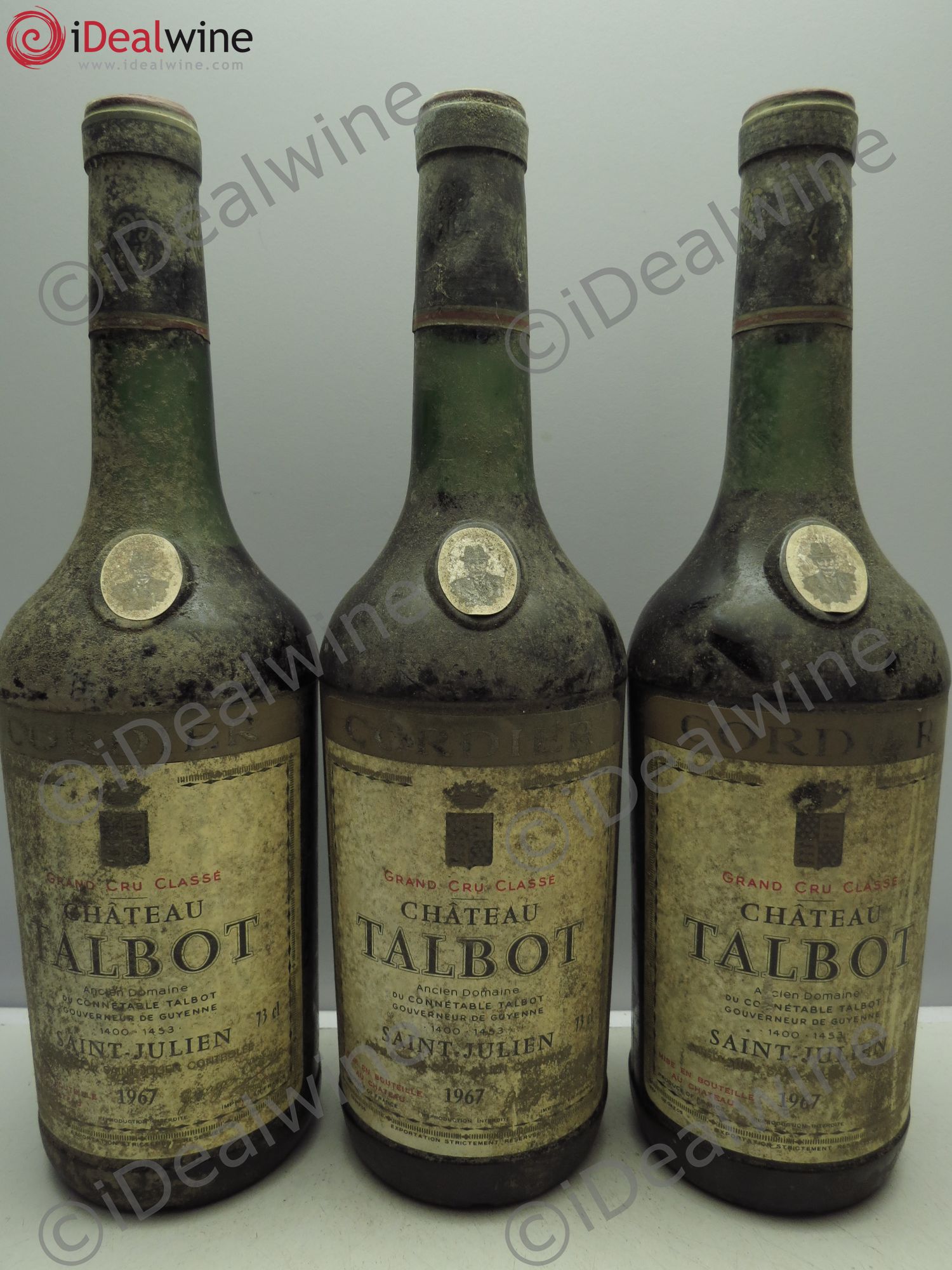 Château Talbot 4ème Grand Cru Classé 1967 - Lot de 3 bouteilles - 0