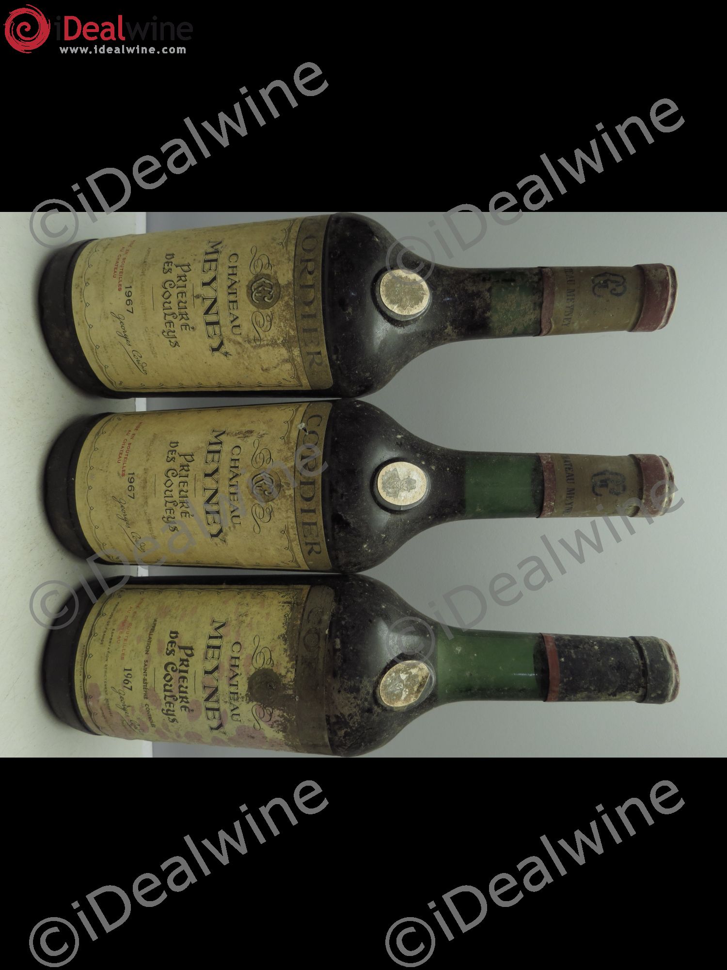 Château Meyney Prieuré des Couleys 1967 - Lot de 3 bouteilles - 0