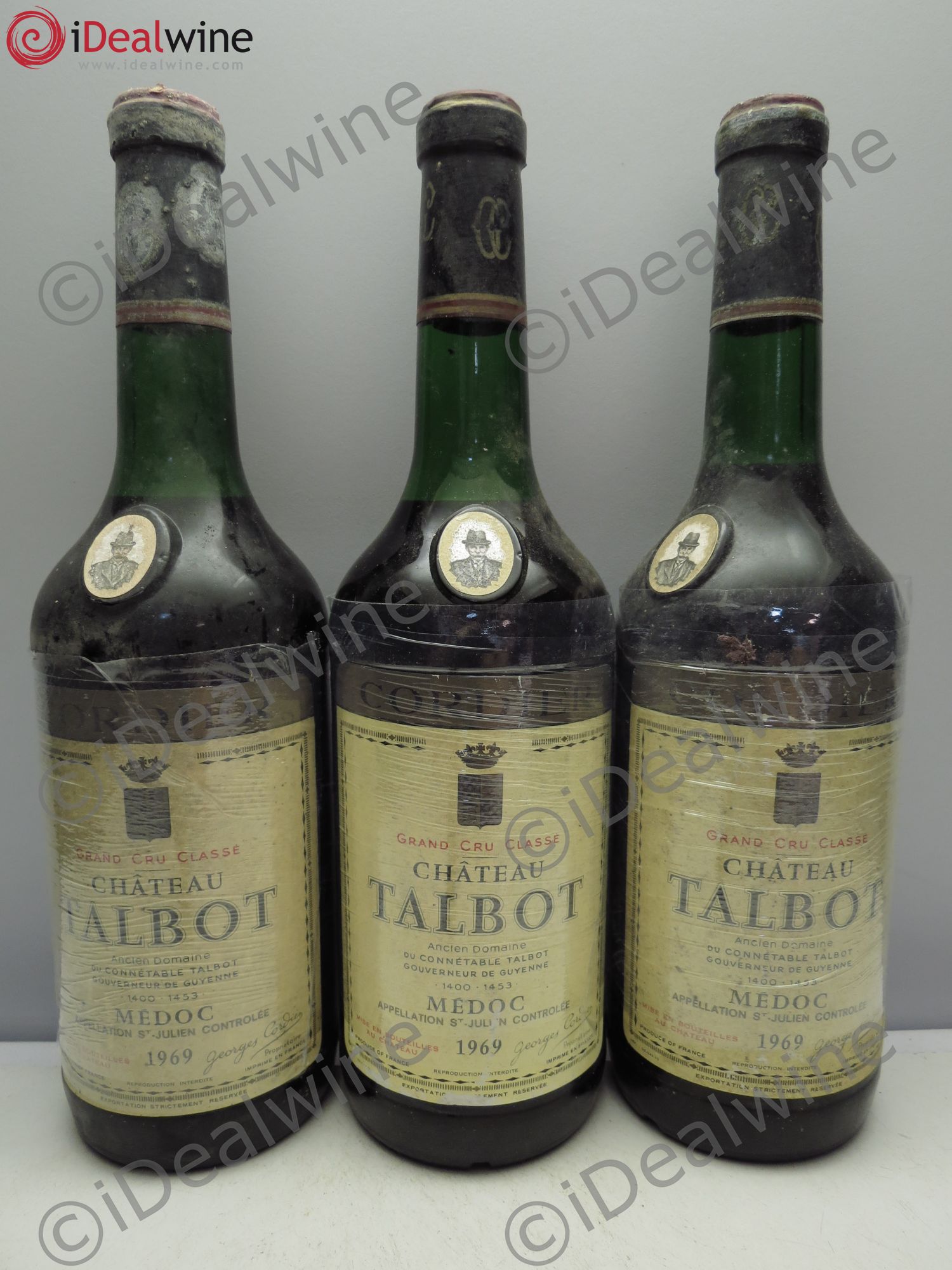 Château Talbot 4ème Grand Cru Classé 1969 - Lot de 3 bouteilles - 0