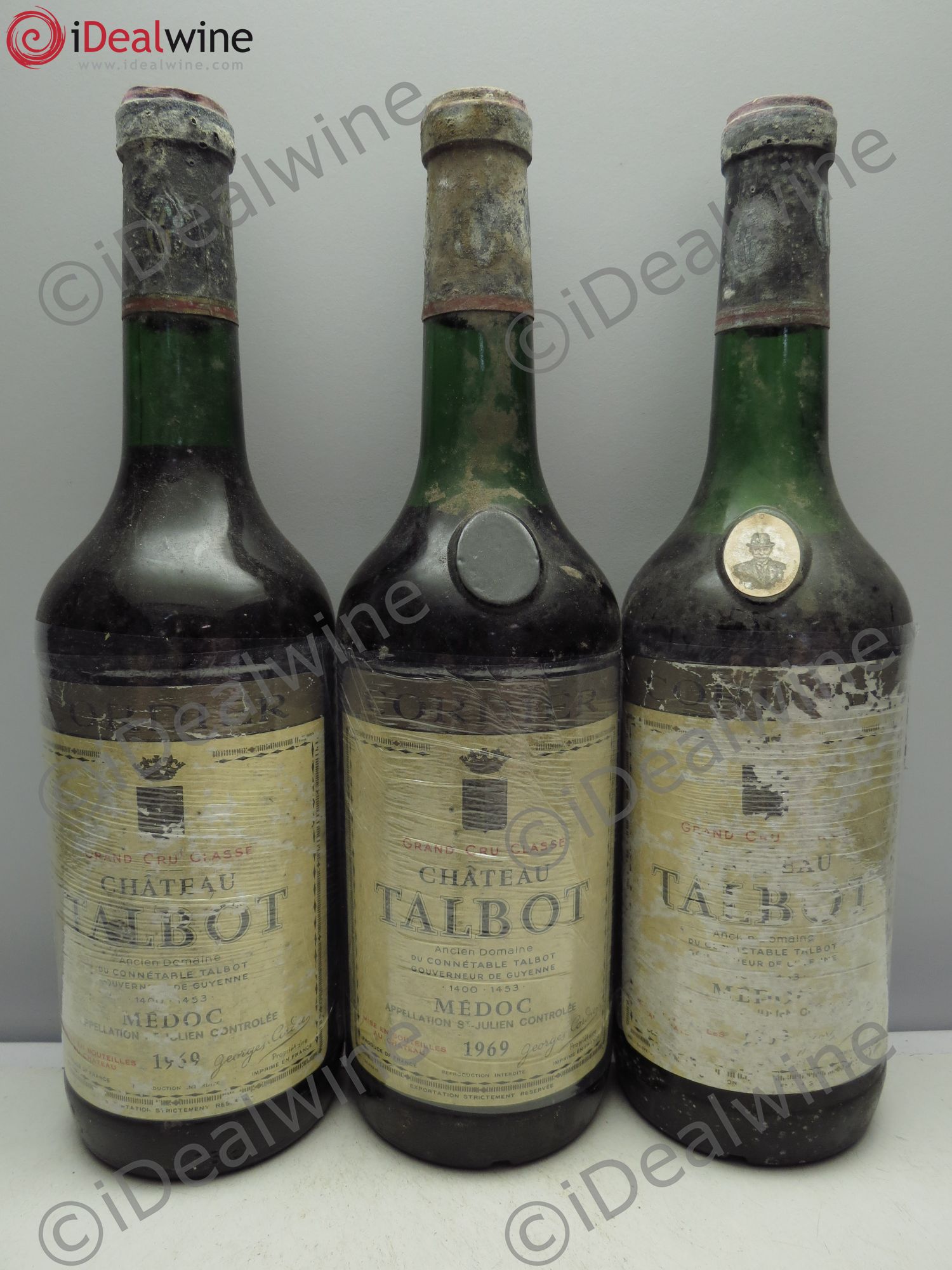 Château Talbot 4ème Grand Cru Classé 1969 - Lot de 3 bouteilles - 0