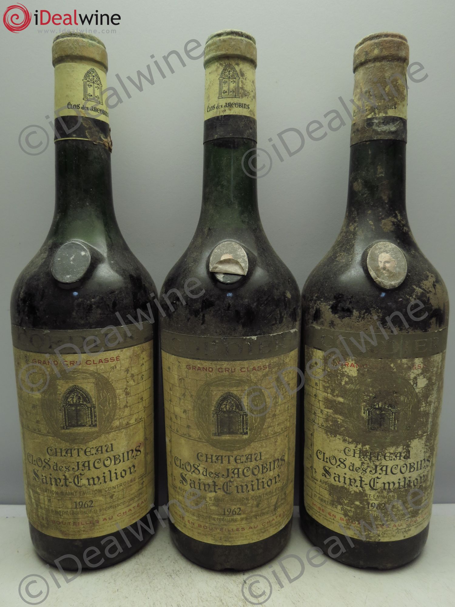 Château Clos des Jacobins Grand Cru Classé 1962 - Lot de 3 bouteilles - 0
