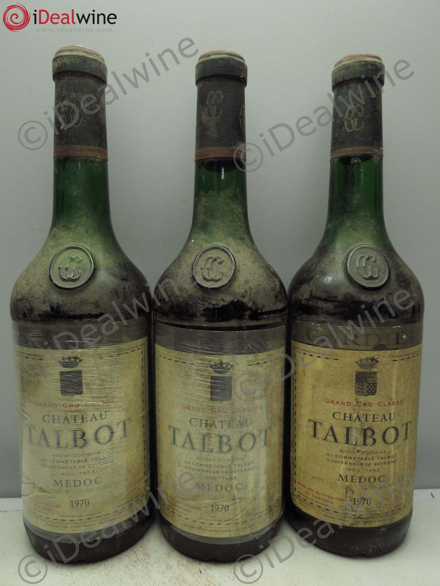 Château Talbot 4ème Grand Cru Classé 1970 - Lot de 3 bouteilles - 0