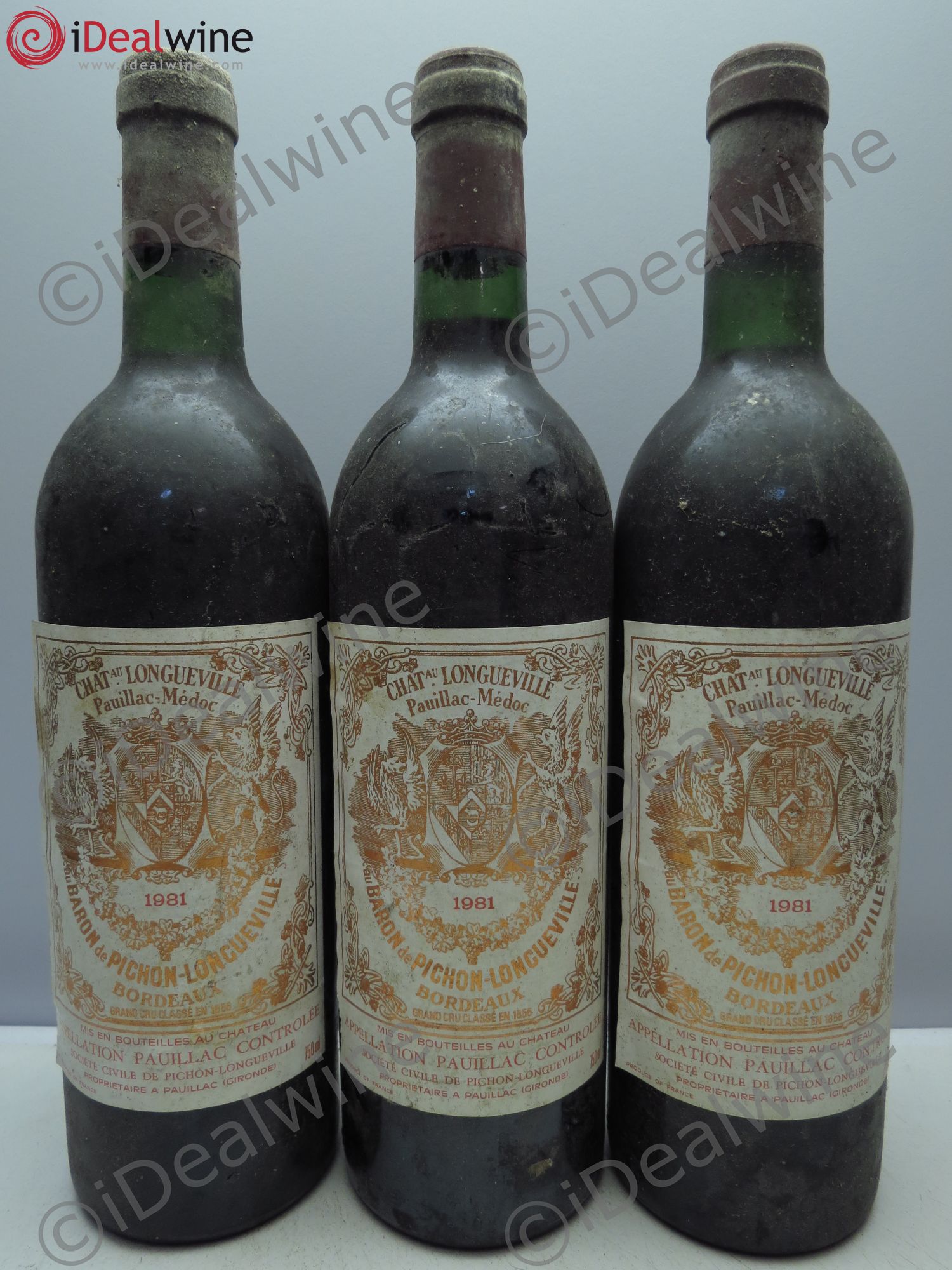 Pichon Longueville Baron 2ème Grand Cru Classé 1981 - Lot de 3 bouteilles - 0