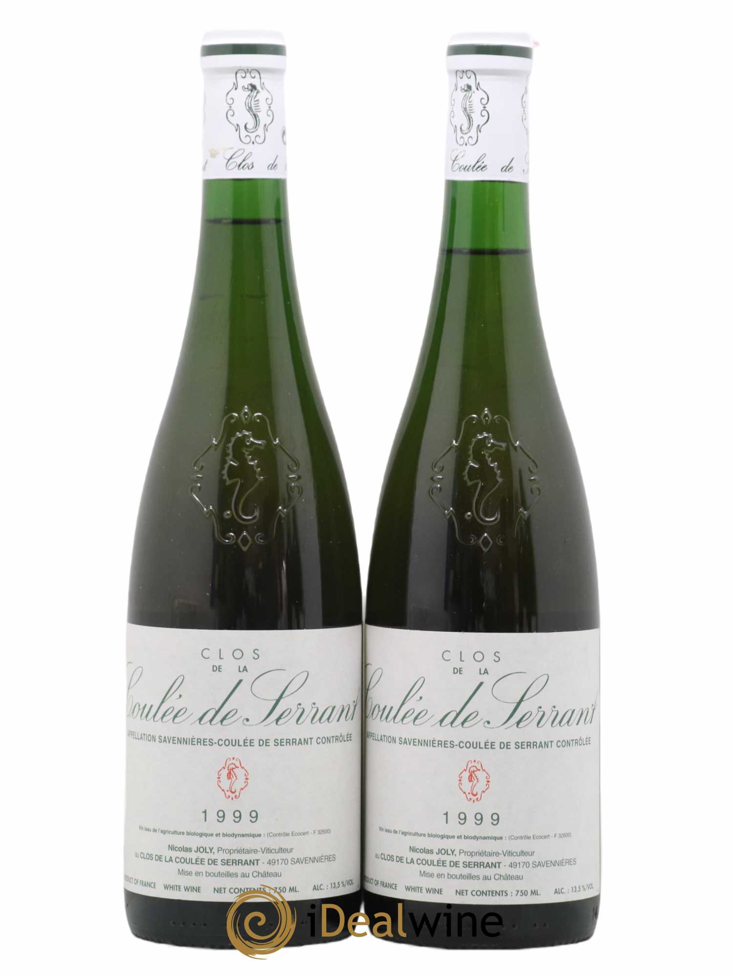 Savennières Clos de la Coulée de Serrant Vignobles de la Coulée de Serrant - Nicolas Joly 1999 - Lot de 2 bouteilles - 0