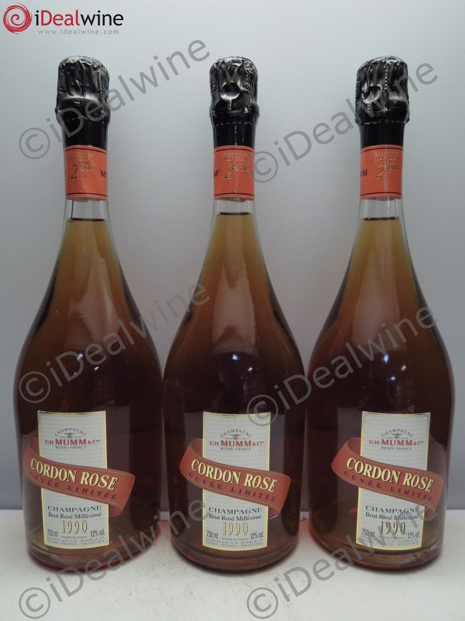 Champagne - Mumm Cordon Rosé 1990 - Lot de 3 bouteilles - 0