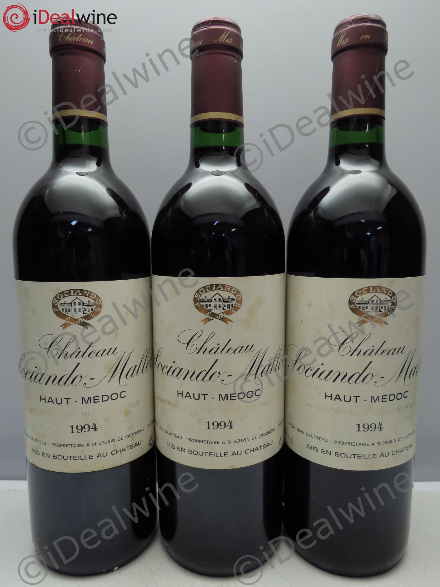 Château Sociando Mallet 1994 - Lot de 3 bouteilles - 0