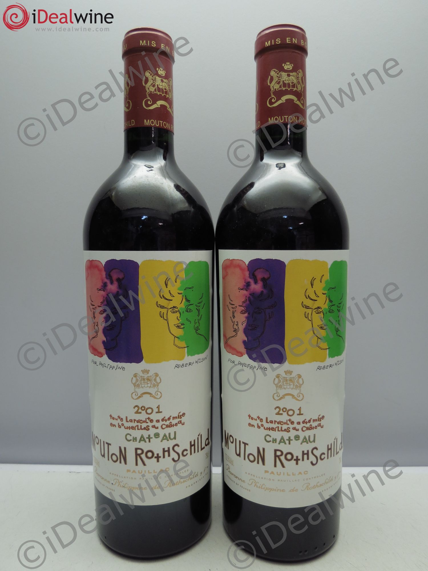 Château Mouton Rothschild 1er Grand Cru Classé 2001 - Lot de 2 bouteilles - 0