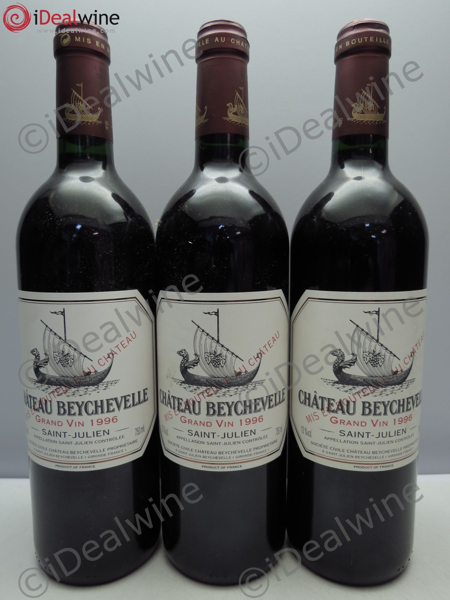 Château Beychevelle 4ème Grand Cru Classé 1996 - Lot de 3 bouteilles - 0