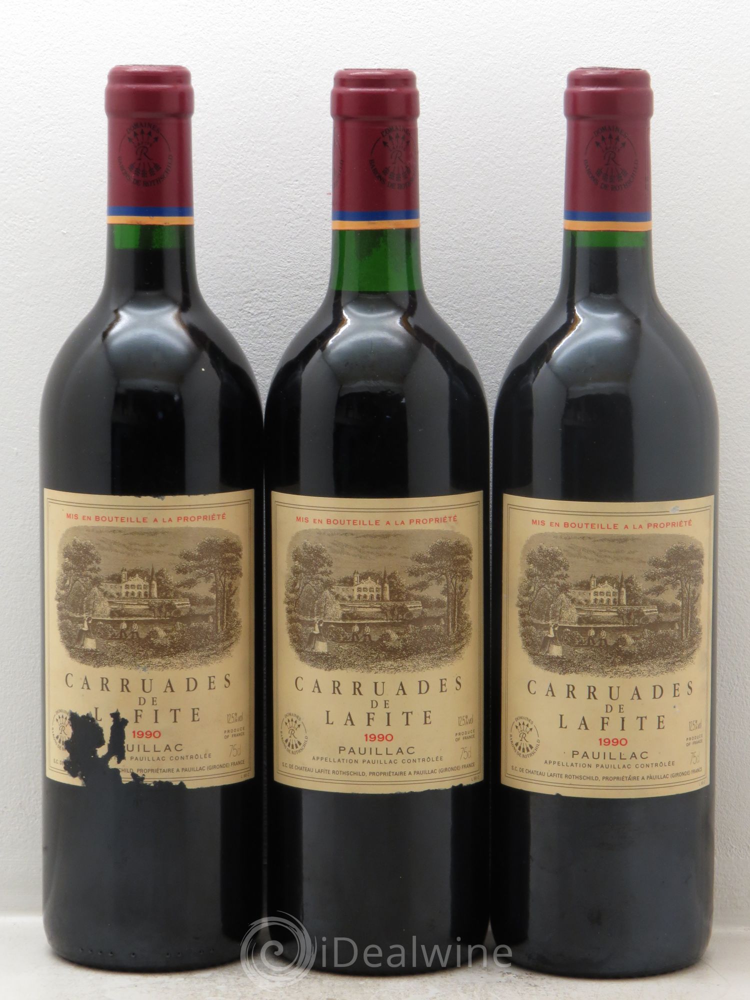 Carruades de Lafite Rothschild Second Vin 1990 - Lot de 3 bouteilles - 0