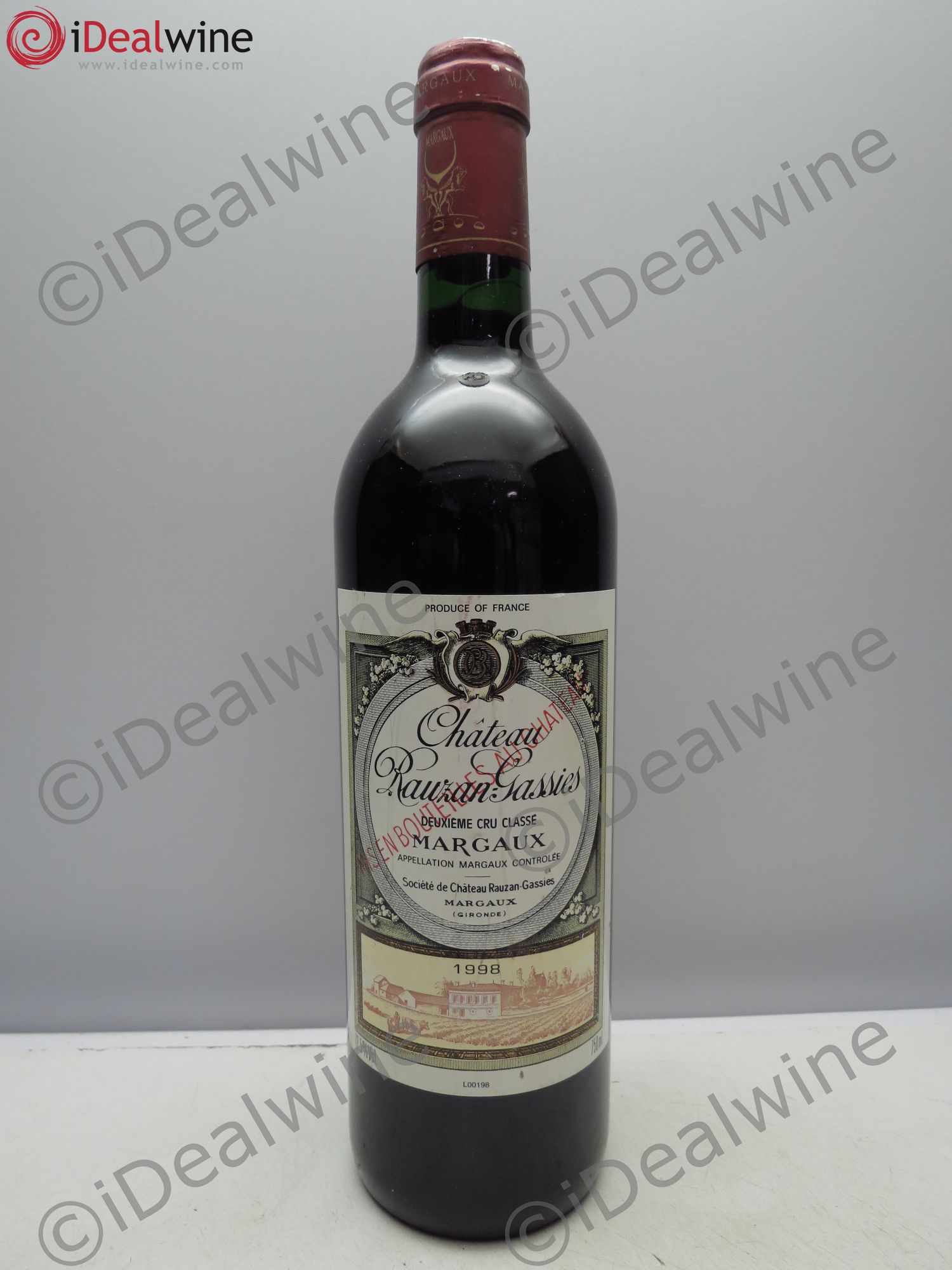 Château Rauzan-Gassies 2ème Grand Cru Classé 1998 - Lot de 1 bouteille - 0