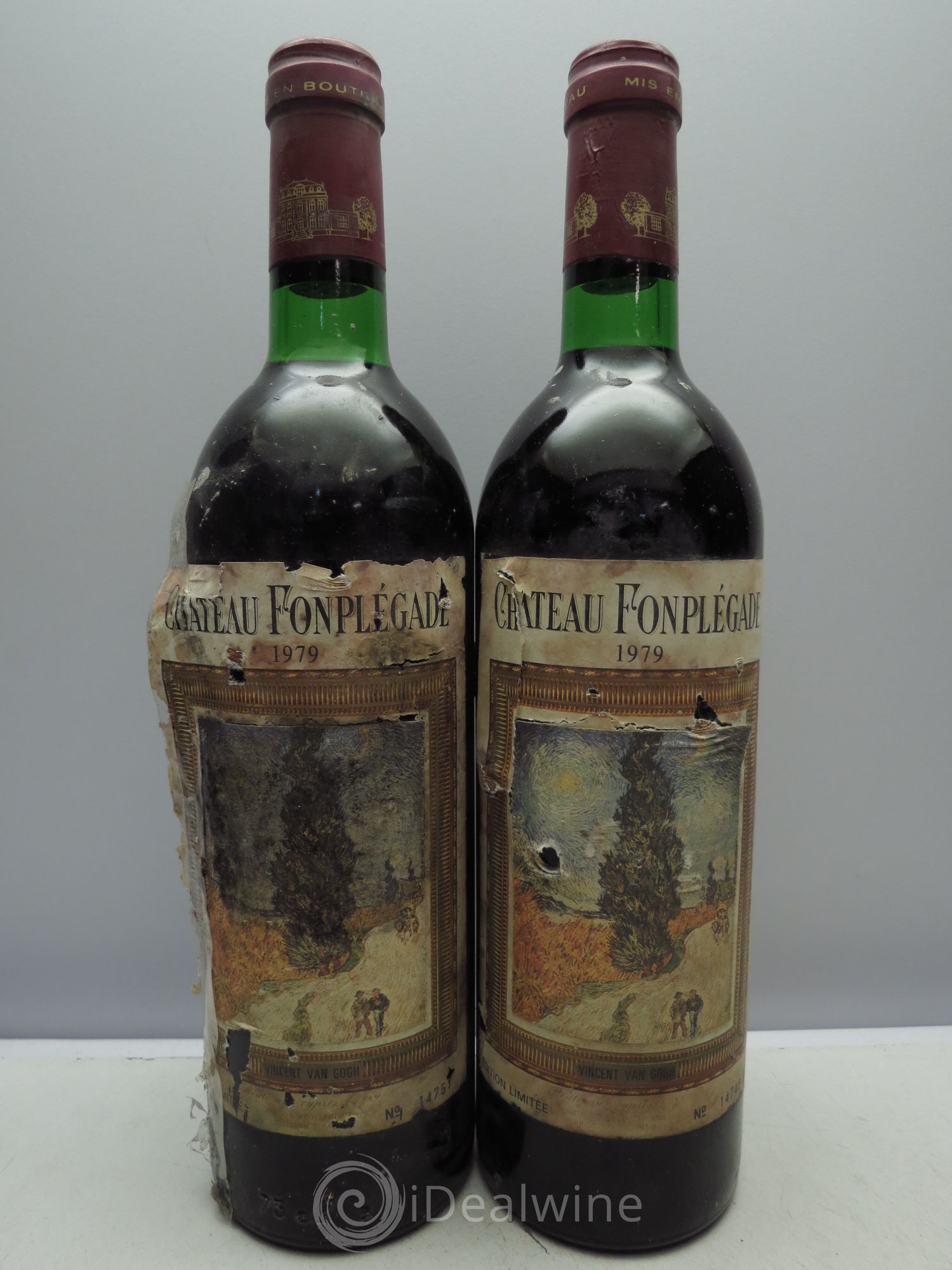 Château Fonplegade Grand Cru Classé (1 étiq.scotchée) 1979 - Lot de 2 bouteilles - 0