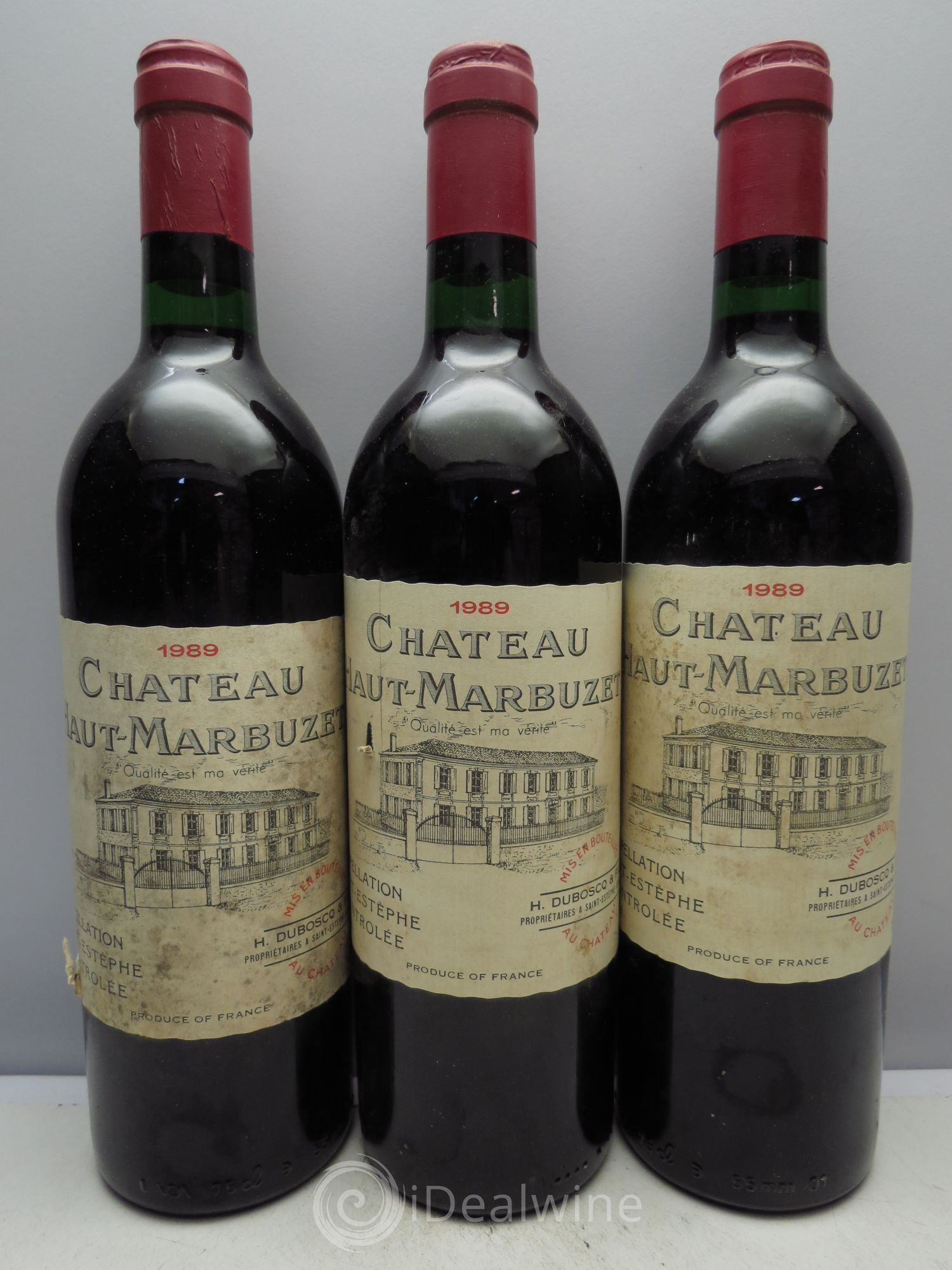 Château Haut Marbuzet 1989 - Lot de 3 bouteilles - 0