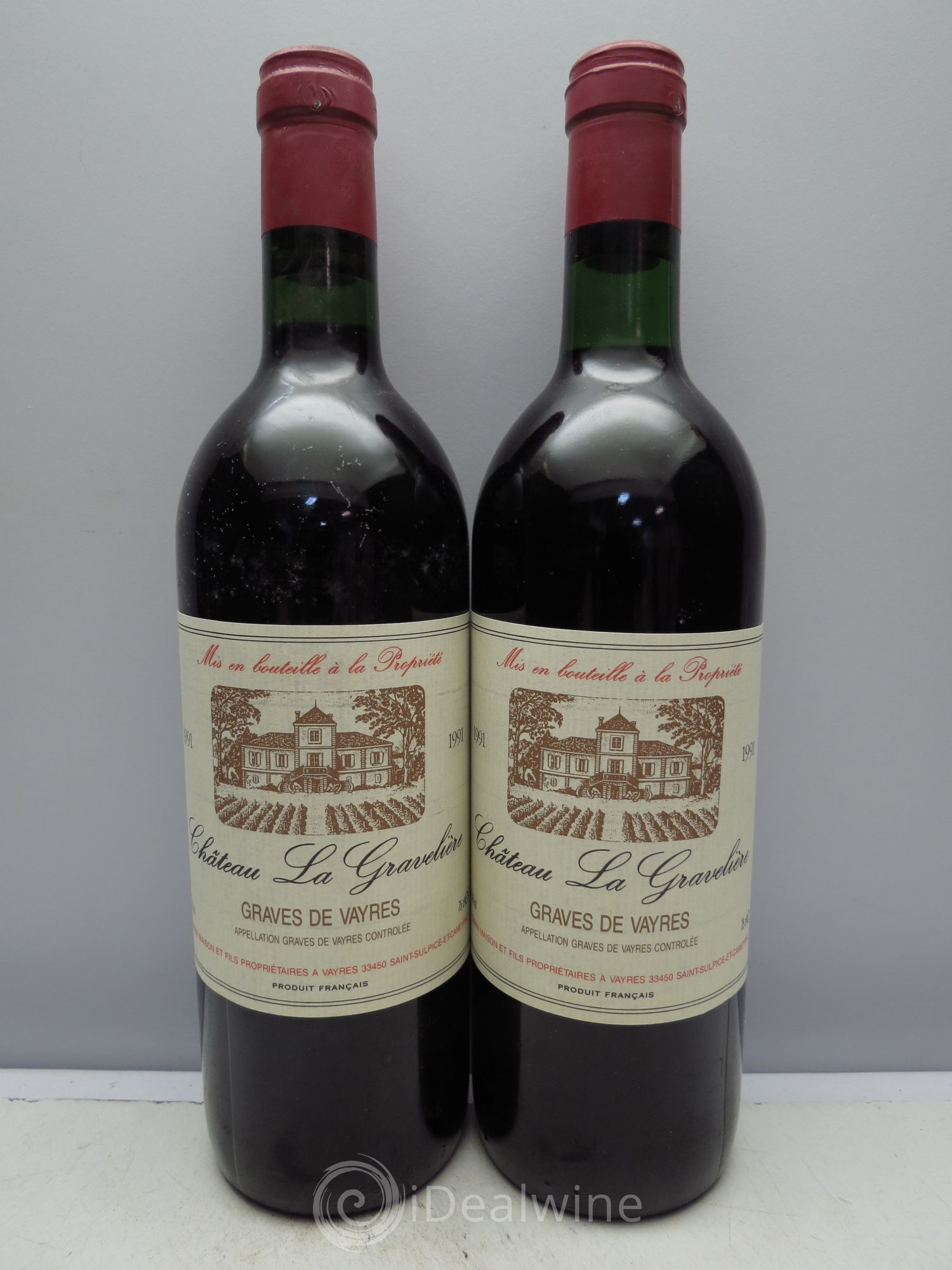 Bordeaux Château Gravelière - Graves de Vayres 1991 - Posten von 2 Flaschen - 0