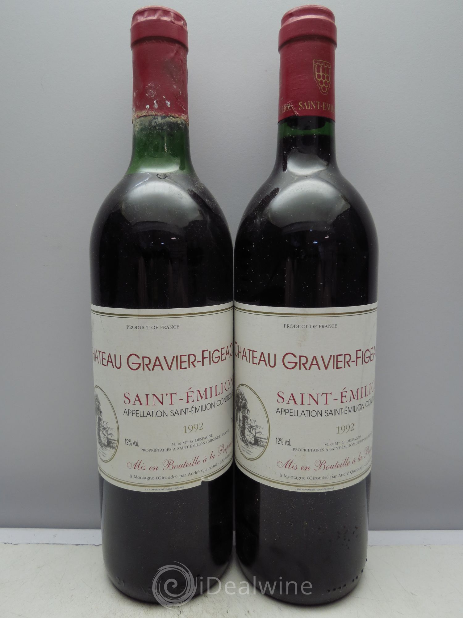 Saint-Émilion Château Gravier-Figeac 1992 - Posten von 2 Flaschen - 0