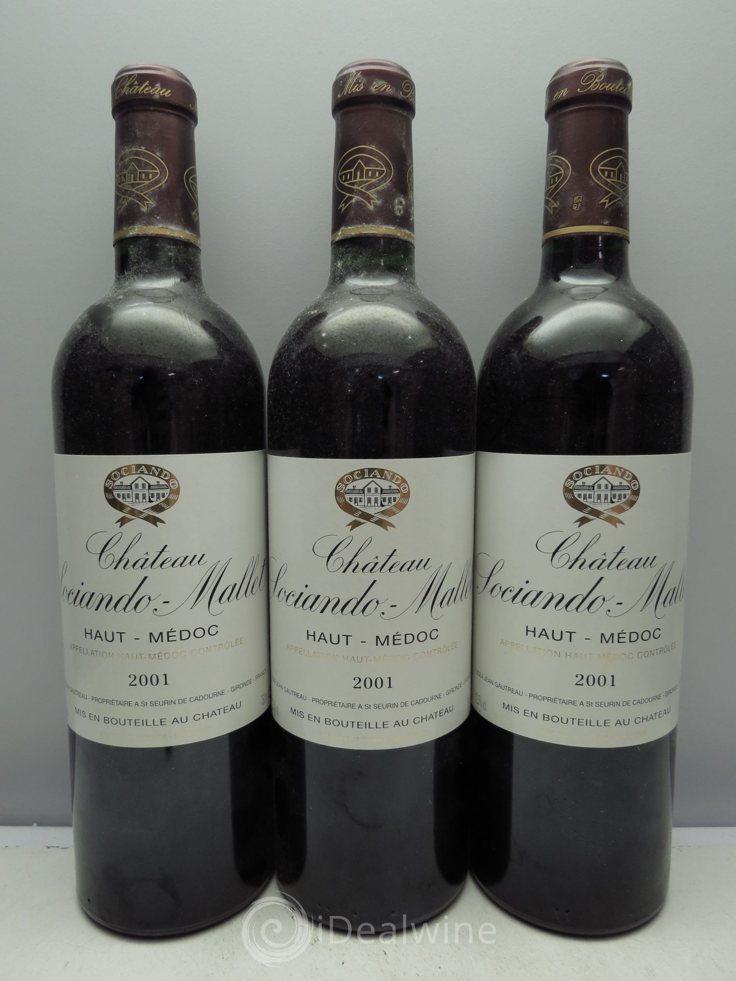 Château Sociando Mallet 2001 - Lot de 3 bouteilles - 0