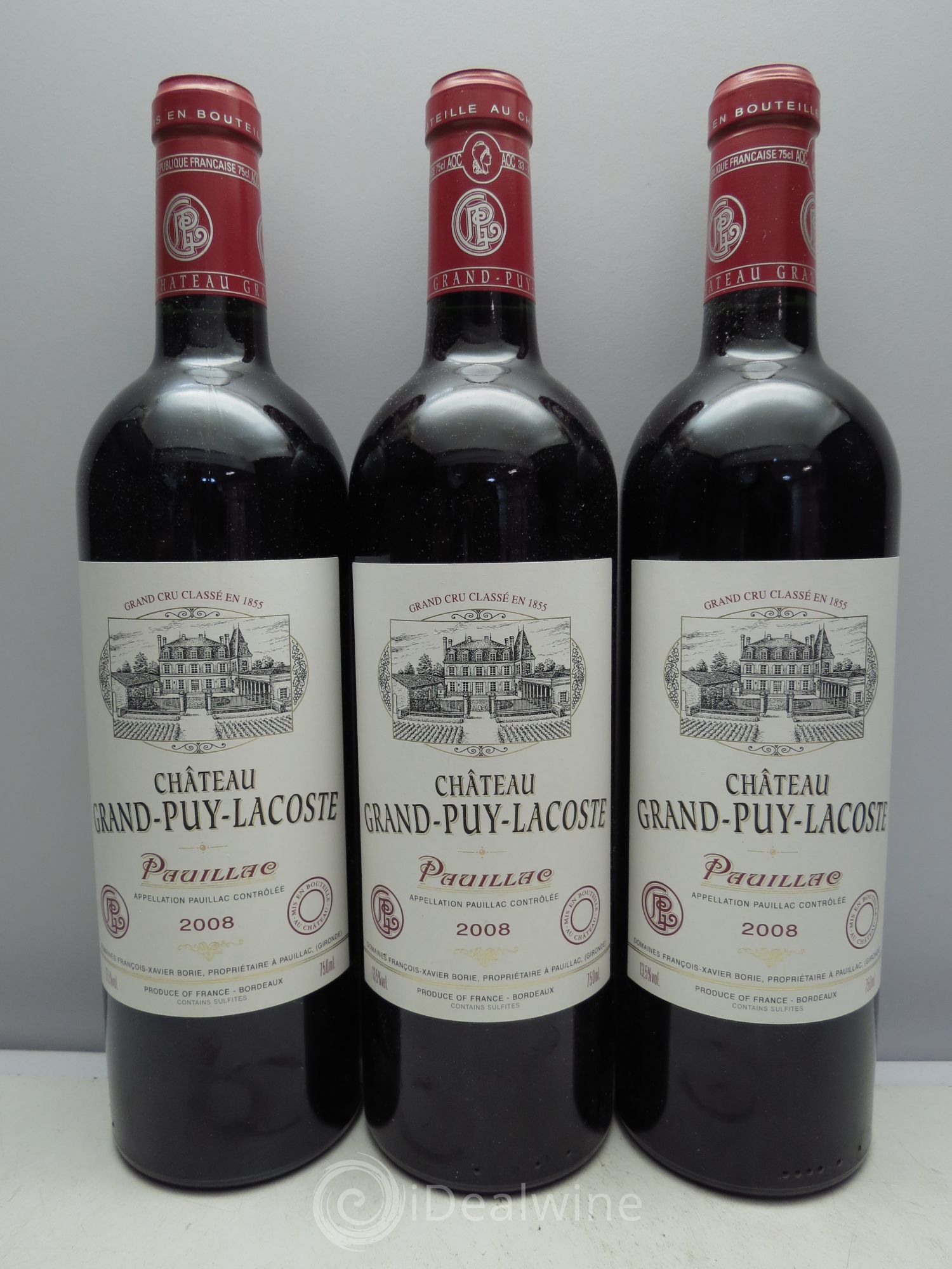 Château Grand Puy Lacoste 5ème Grand Cru Classé 2008 - Lot de 3 bouteilles - 0
