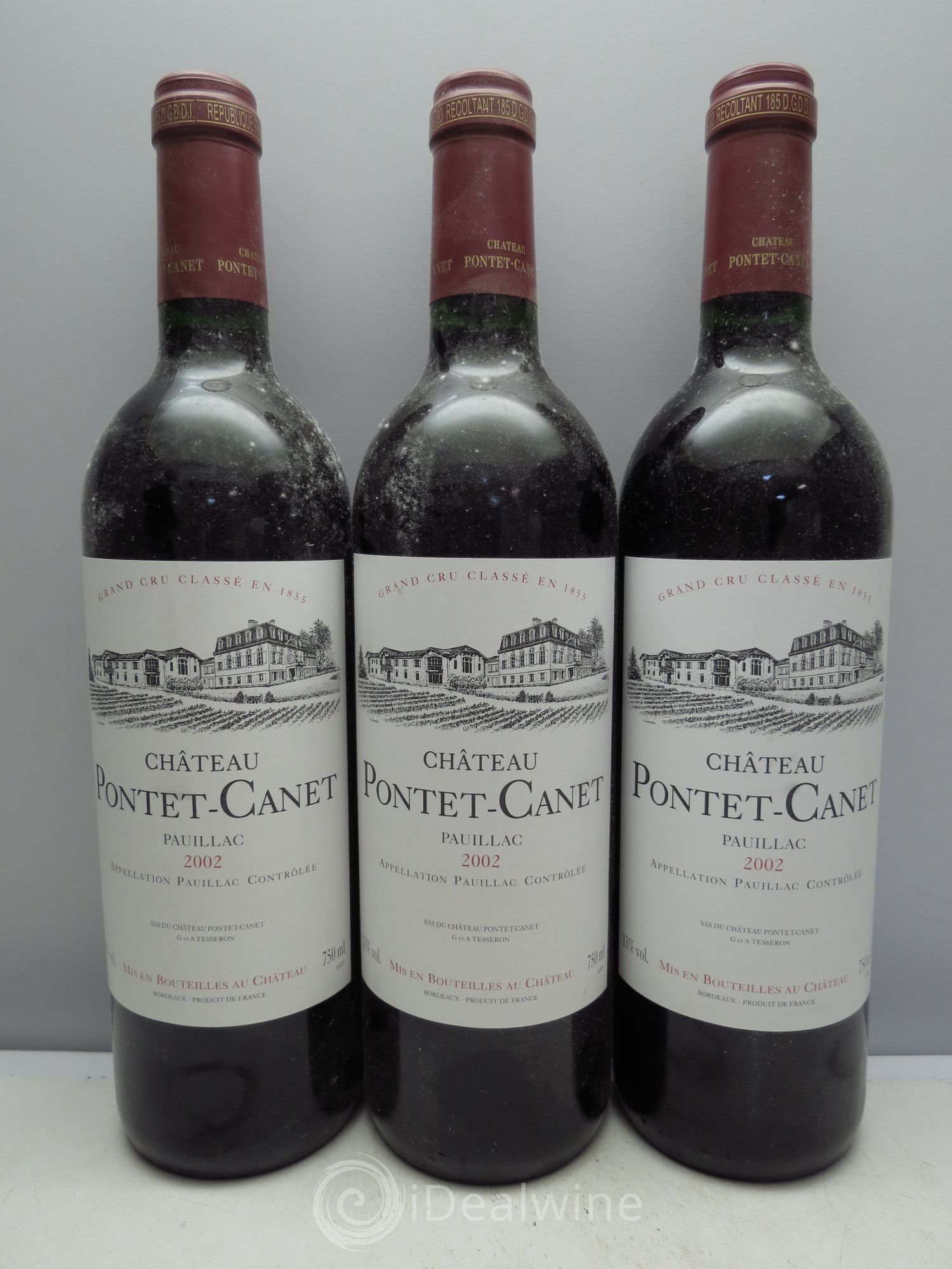 Château Pontet Canet 5ème Grand Cru Classé 2002 - Lot de 3 bouteilles - 0