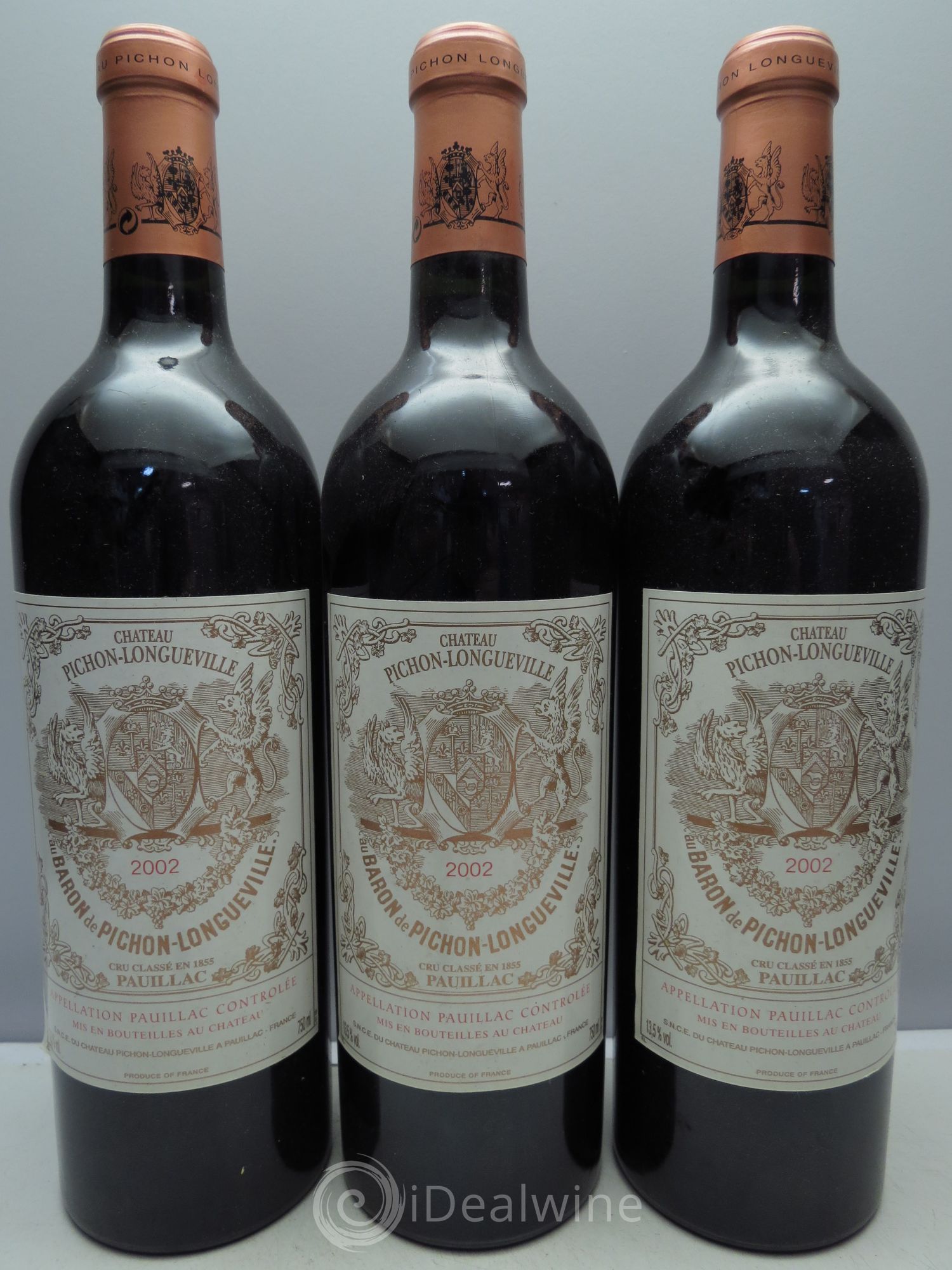 Pichon Longueville Baron 2ème Grand Cru Classé 2002 - Lot de 3 bouteilles - 0