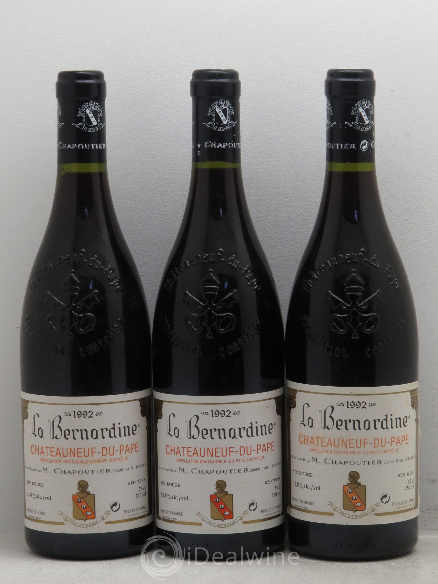 Châteauneuf-du-Pape La Bernardine Chapoutier 1992 - Lot de 3 bouteilles - 0