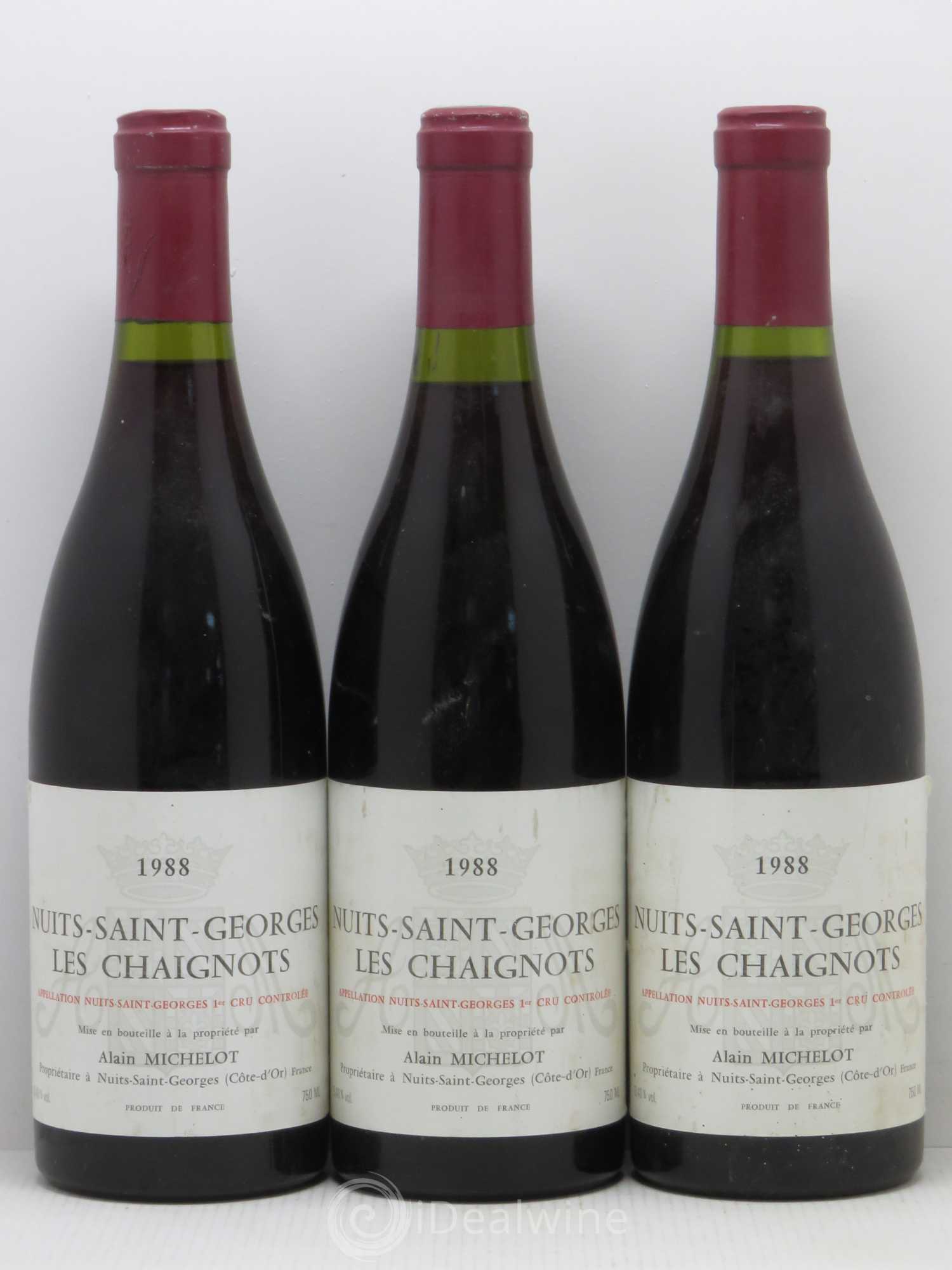 Nuits-Saint-Georges 1er Cru Les Chaignots Alain Michelot 1988 - Posten von 3 Flaschen - 0