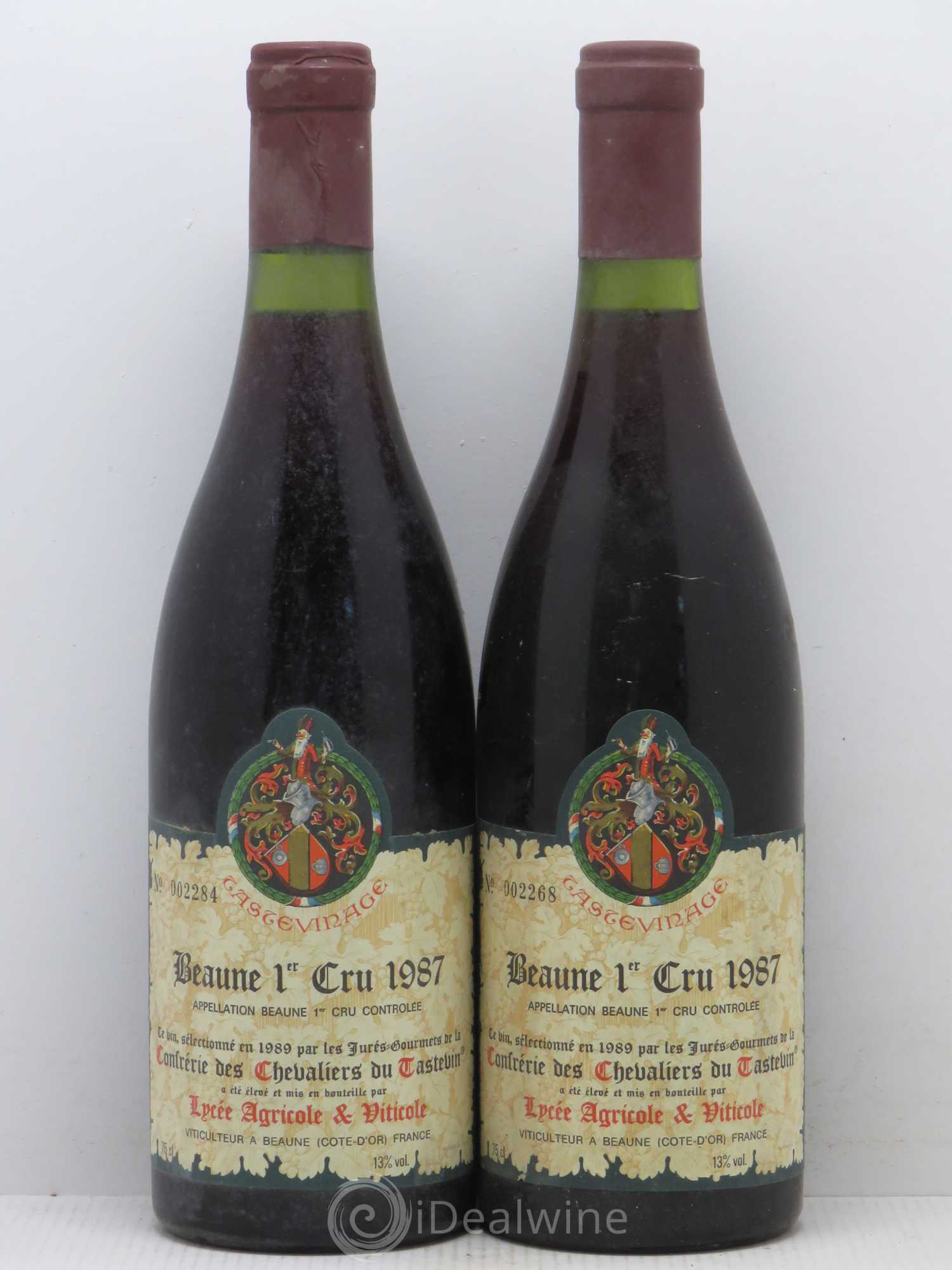 Beaune 1er Cru Lycée Agricole Tastevinage 1987 - Posten von 2 Flaschen - 0