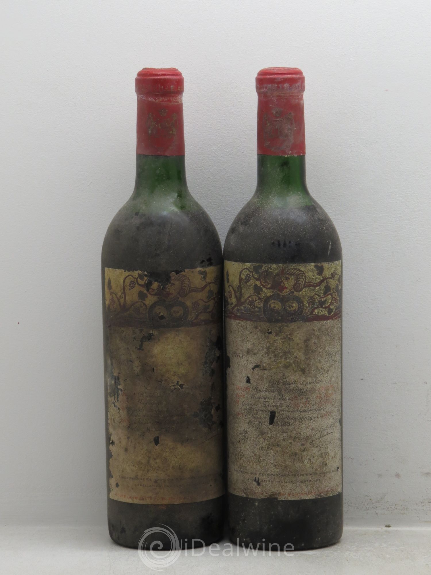 Château Mouton Rothschild 1er Grand Cru Classé (Sans prix de réserve) 1968 - Lot de 2 bouteilles - 0