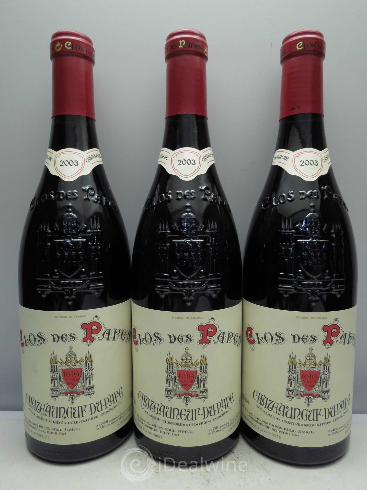 Châteauneuf-du-Pape Clos des Papes - Paul Avril 2003 - Lot de 3 bouteilles - 0