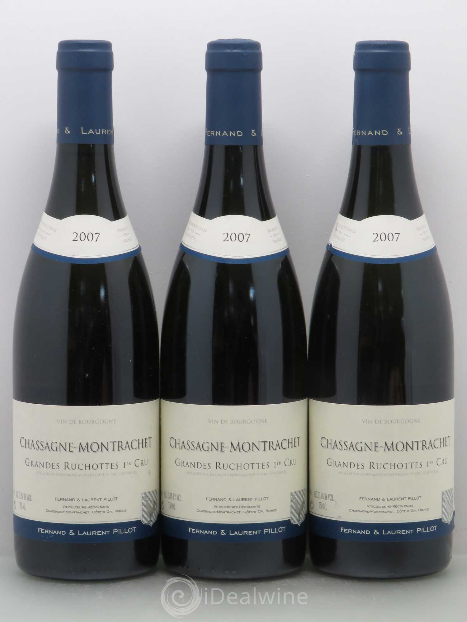 Chassagne-Montrachet 1er Cru Pillot Grandes Ruchottes 2007 - Lot de 3 bouteilles - 0