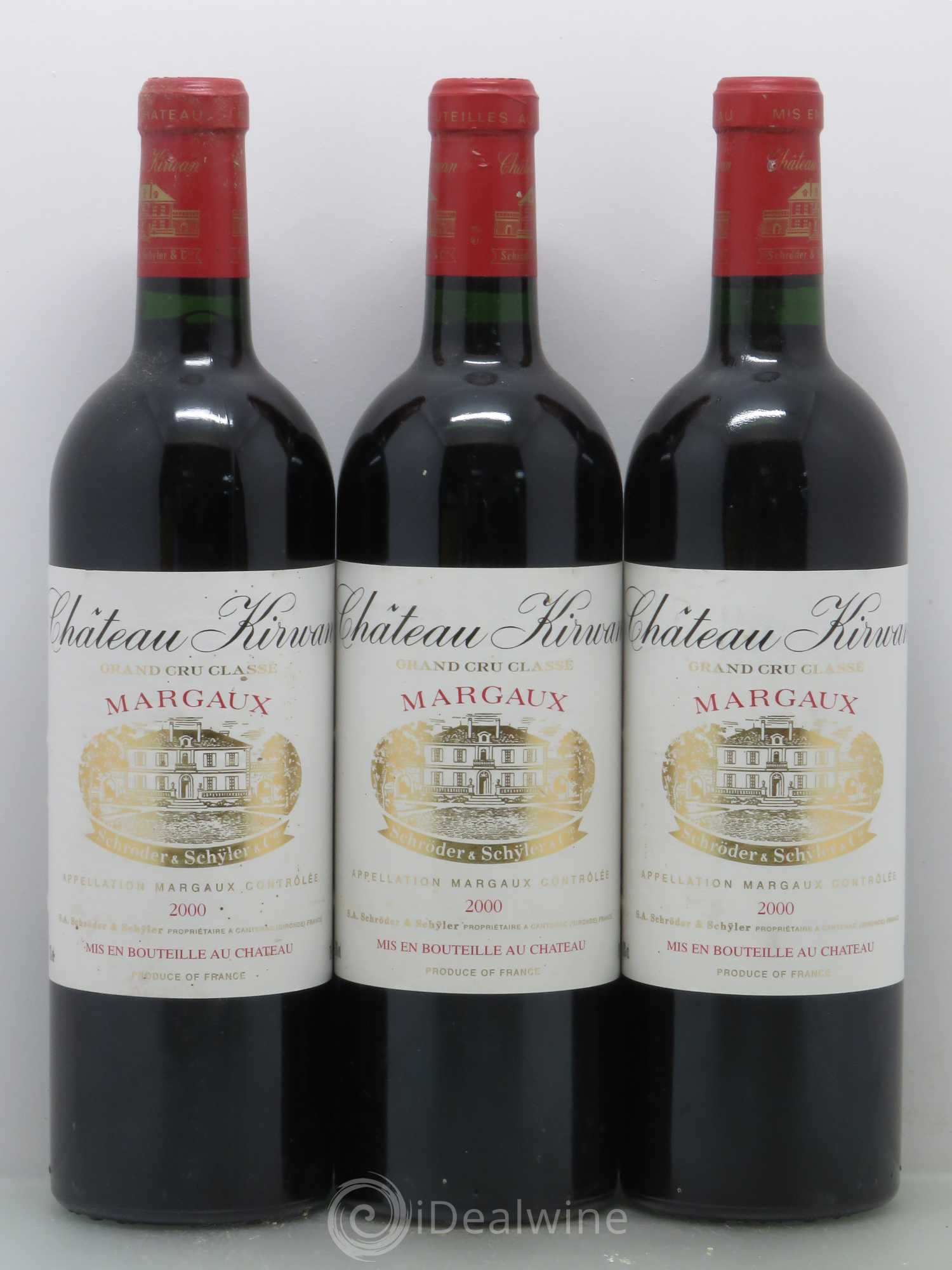 Château Kirwan 3ème Grand Cru Classé 2000 - Lot de 3 bouteilles - 0
