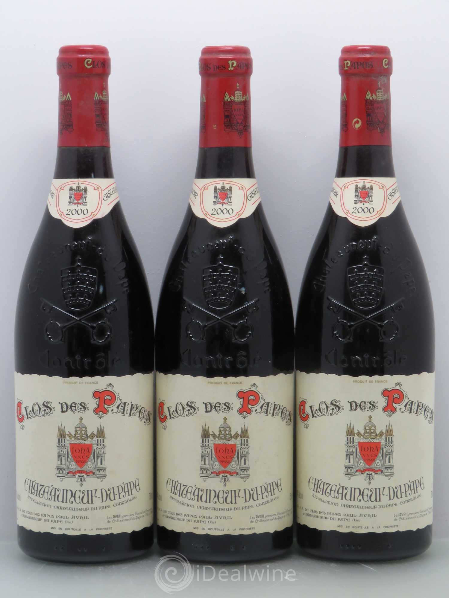 Châteauneuf-du-Pape Clos des Papes - Paul Avril 2000 - Lot de 3 bouteilles - 0