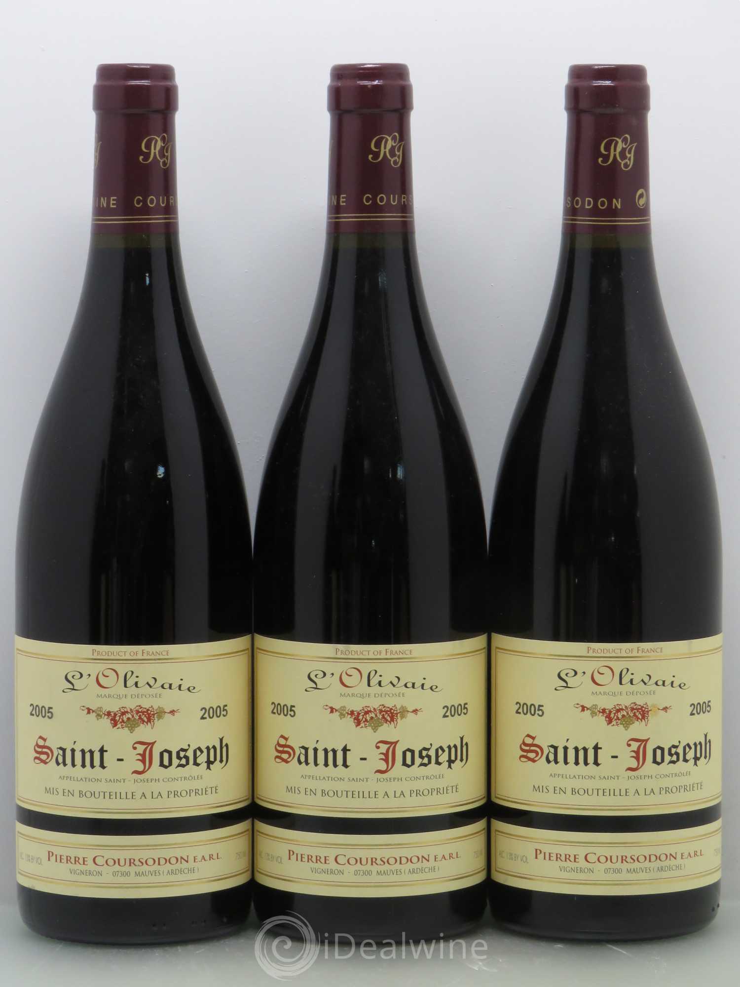 Saint-Joseph L'Olivaie Pierre et Jérôme Coursodon 2005 - Lot de 5 bouteilles - 1