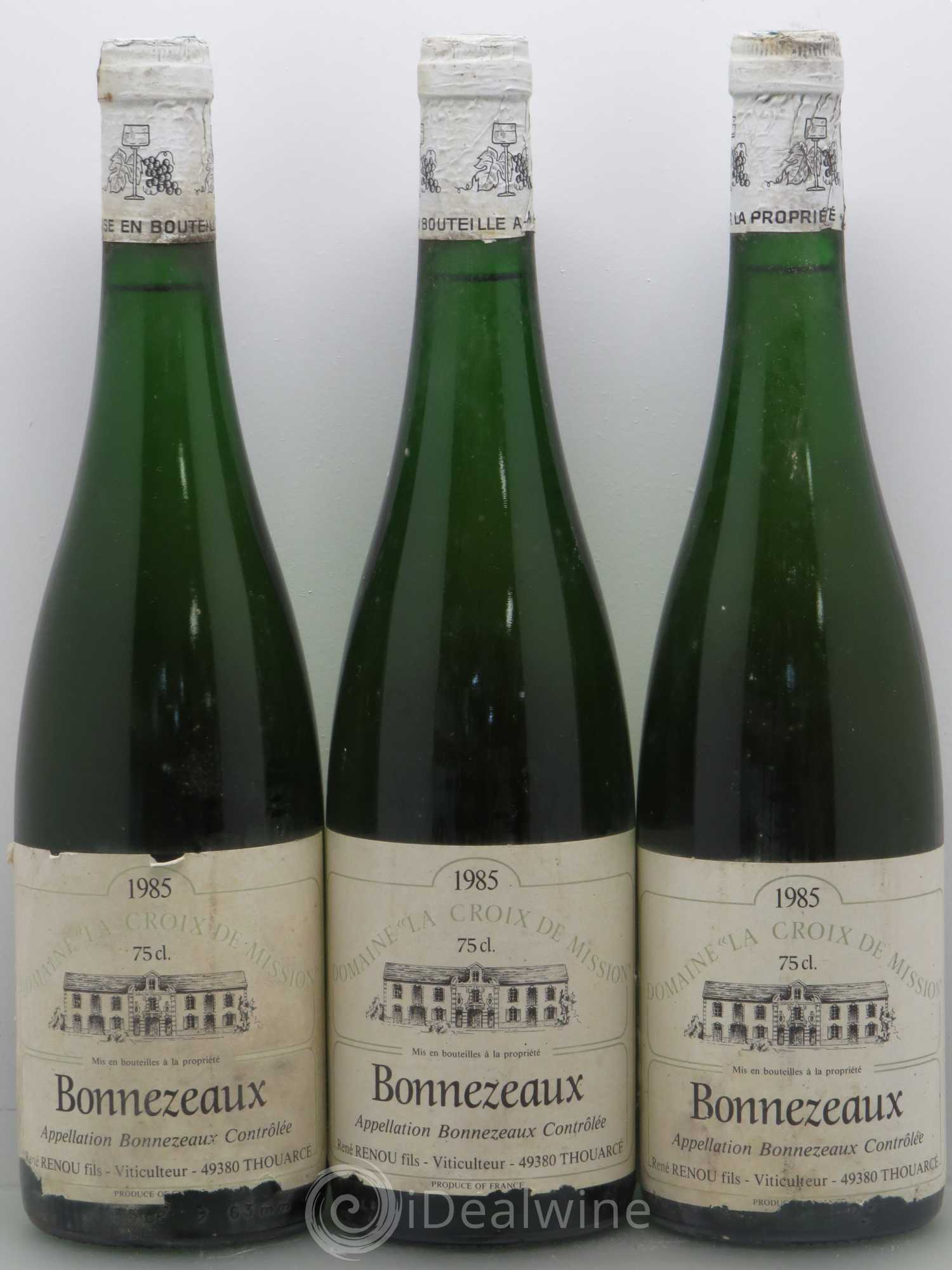 Bonnezeaux Renou La Croix de mission 1985 - Lotto di 3 bottiglie - 0