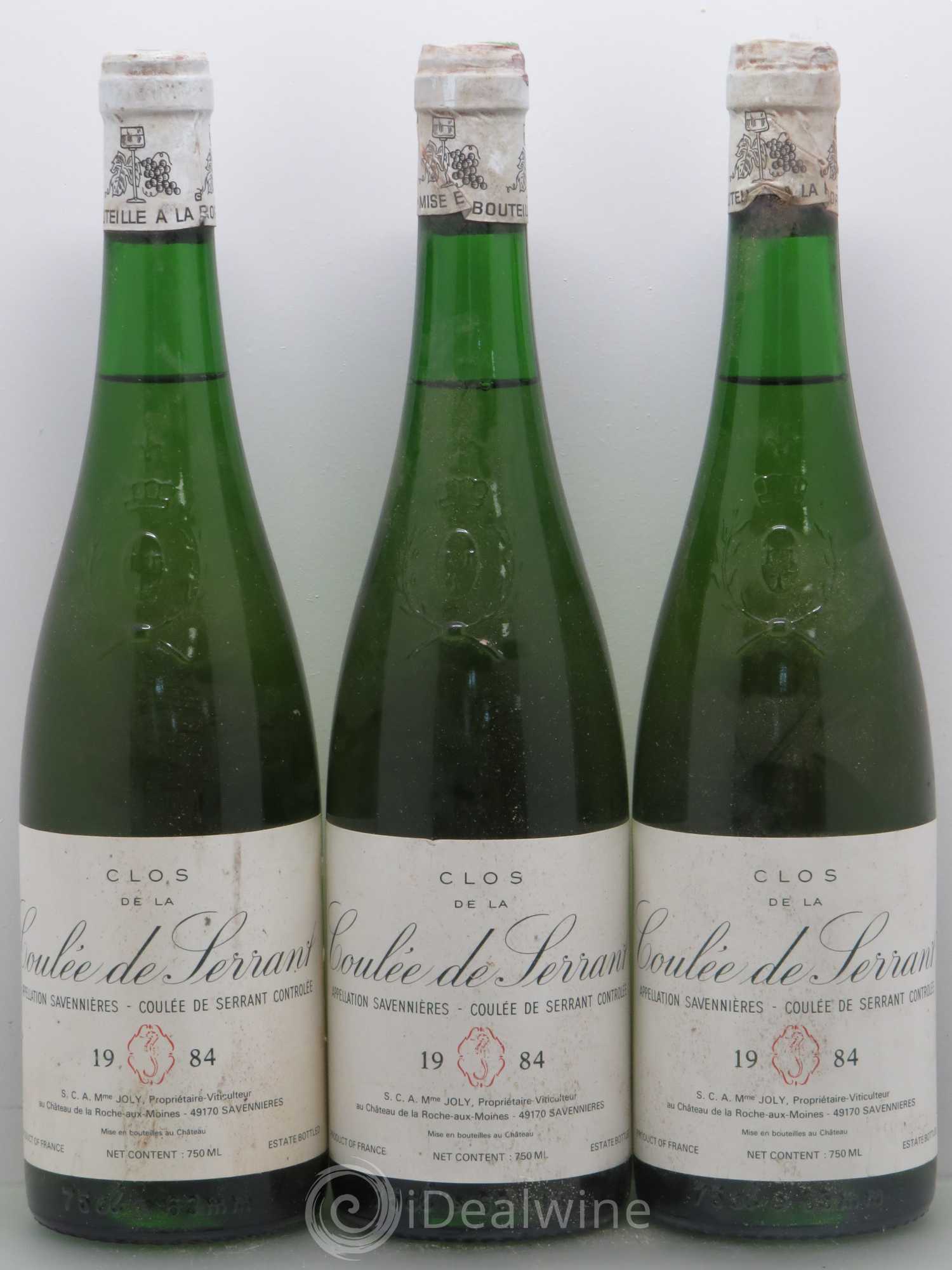 Savennières Clos de la Coulée de Serrant Vignobles de la Coulée de Serrant - Nicolas Joly 1984 - Lot de 3 bouteilles - 0