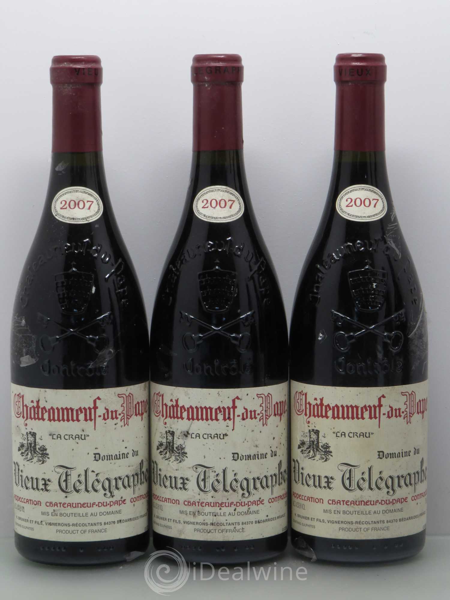 Châteauneuf-du-Pape Vieux Télégraphe (Domaine du) Vignobles Brunier 2007 - Lot de 5 bouteilles - 1