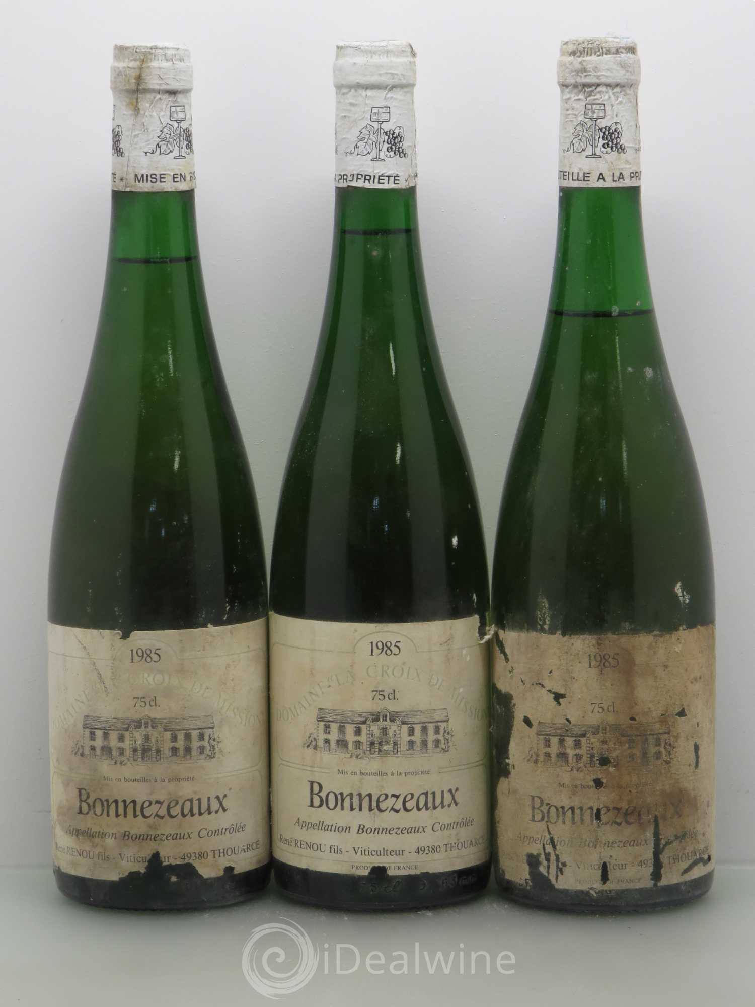 Bonnezeaux Renou La Croix De Mission 1985 - Lotto di 3 bottiglie - 0