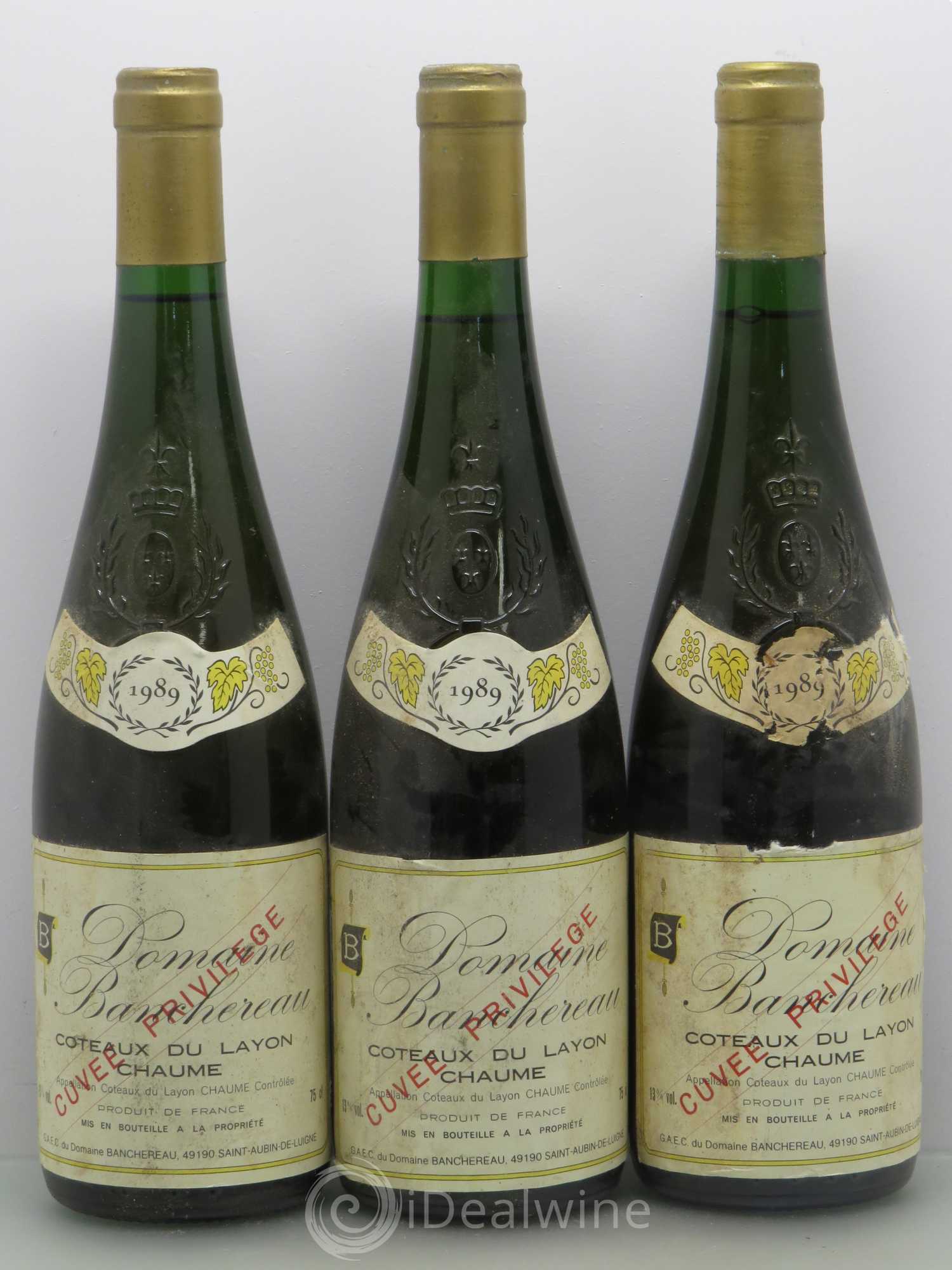 Coteaux du Layon Banchereau chaume Privilège 1989 - Lotto di 6 bottiglie - 2