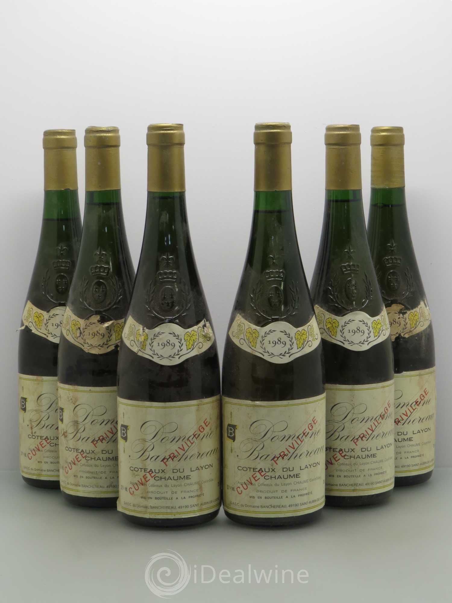 Coteaux du Layon Banchereau chaume Privilège 1989 - Lotto di 6 bottiglie - 0