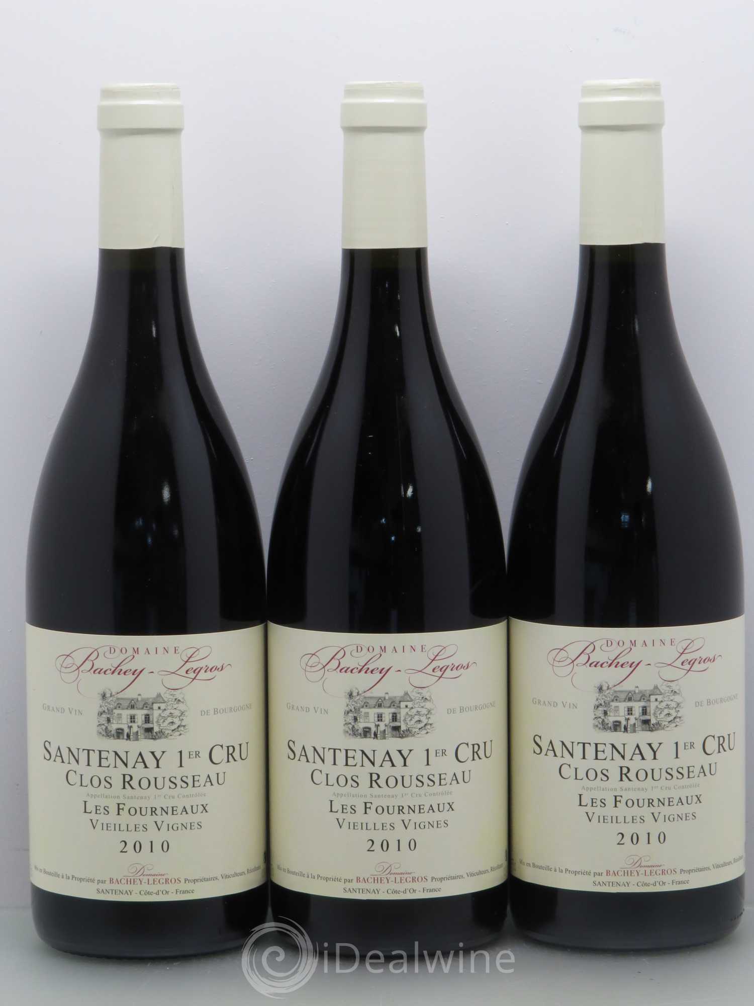 Santenay 1er Cru Bachey Legros Clos Rousseau Les Fourneaux VV 2010 - Posten von 3 Flaschen - 0
