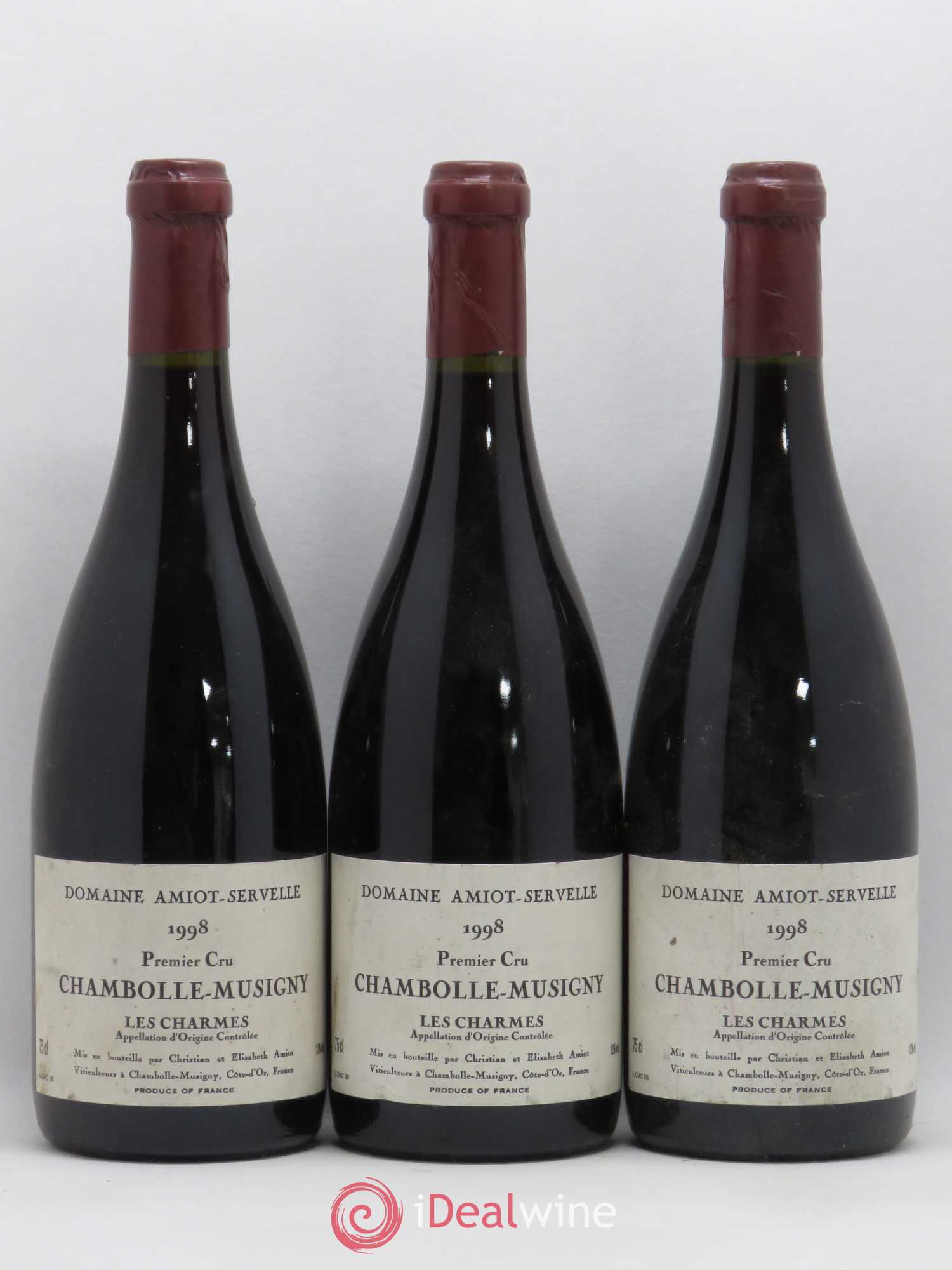 Chambolle-Musigny 1er Cru Les Charmes Amiot-Servelle 1998 - Lot de 3 bouteilles - 0