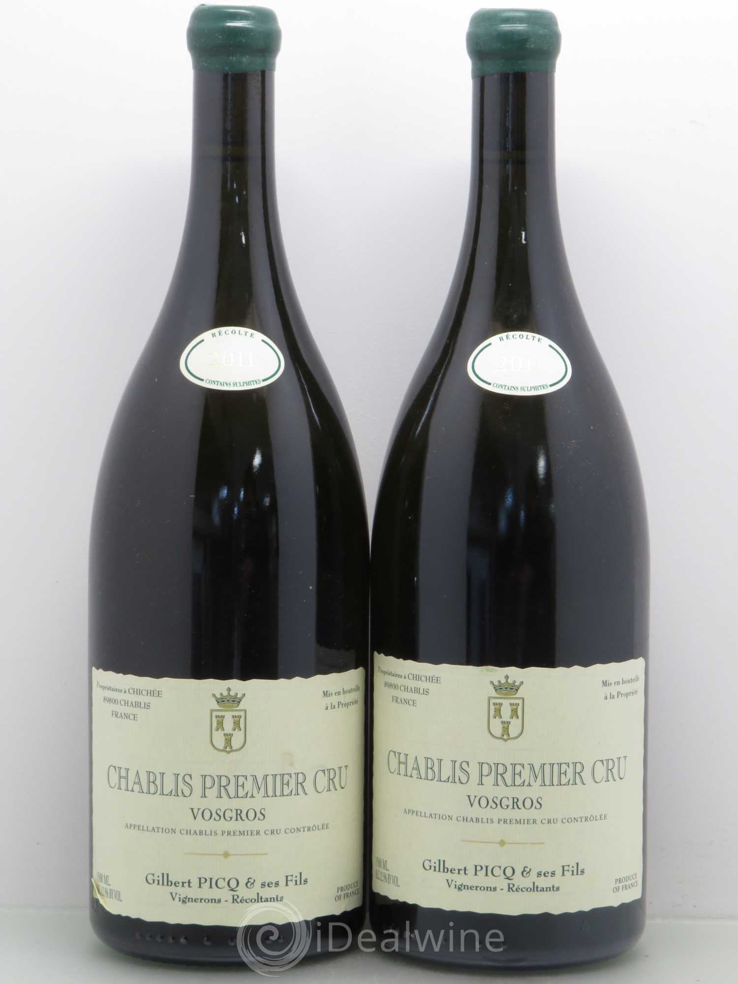 Chablis 1er Cru Vosgros Gilbert Picq et Fils 2011 - Lot de 2 magnums - 0