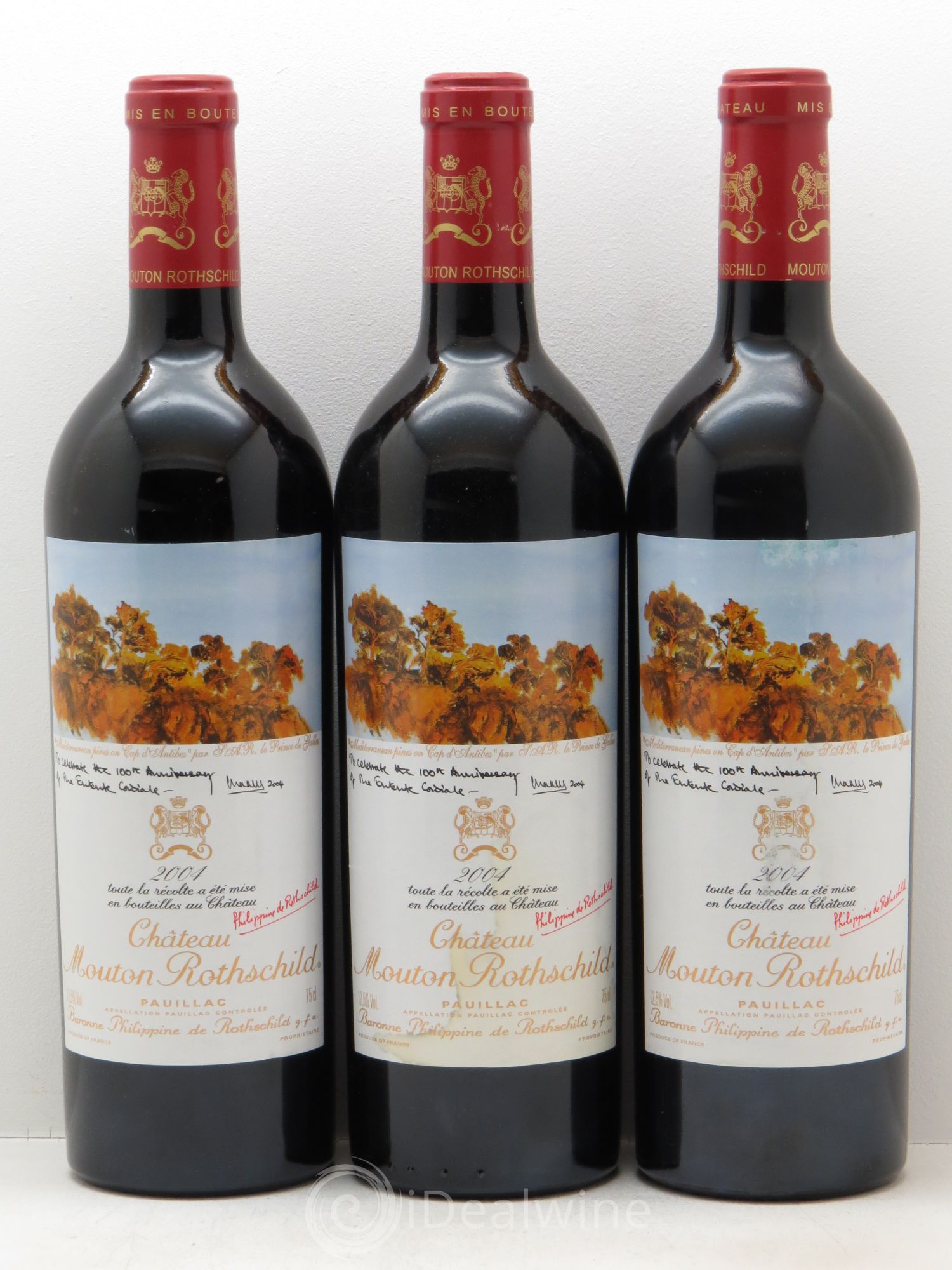 Château Mouton Rothschild 1er Grand Cru Classé 2004 - Lot de 3 bouteilles - 0