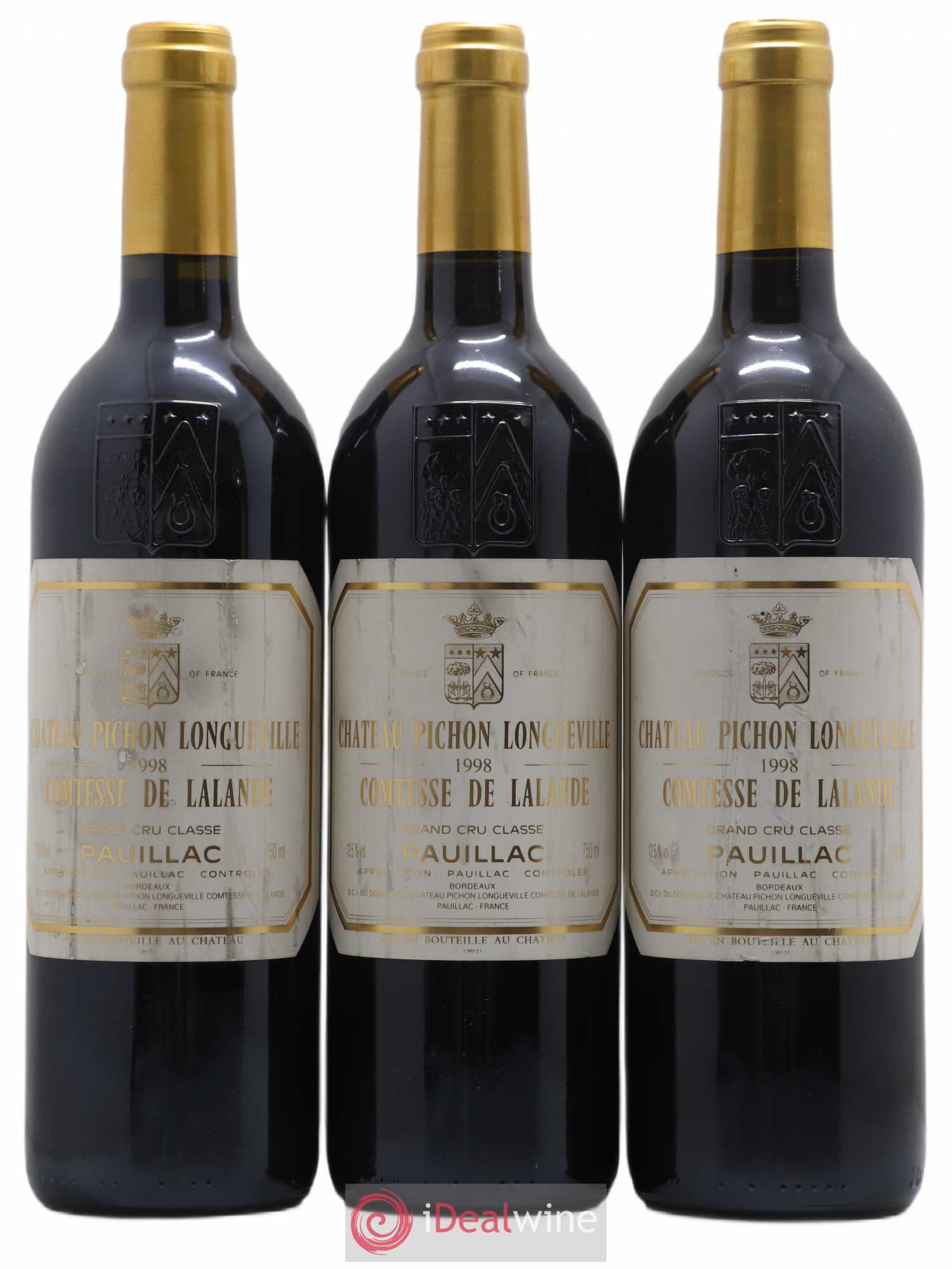 Château Pichon Longueville Comtesse de Lalande 2ème Grand Cru Classé 1998 - Lot de 3 bouteilles - 0